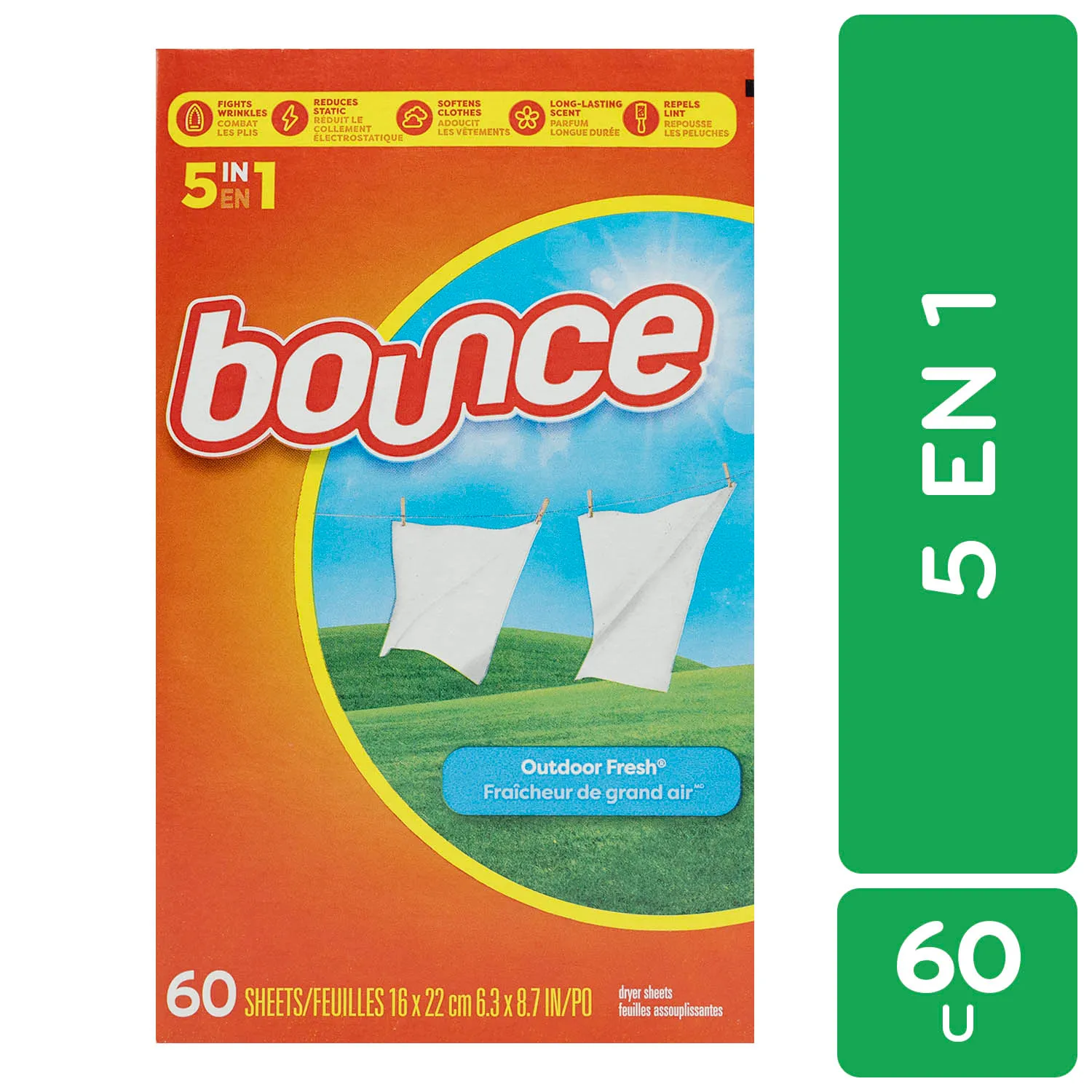 Suavizante Toalla Secadora Fresh Pelo Mascotas Bounce Caja 60 Unid