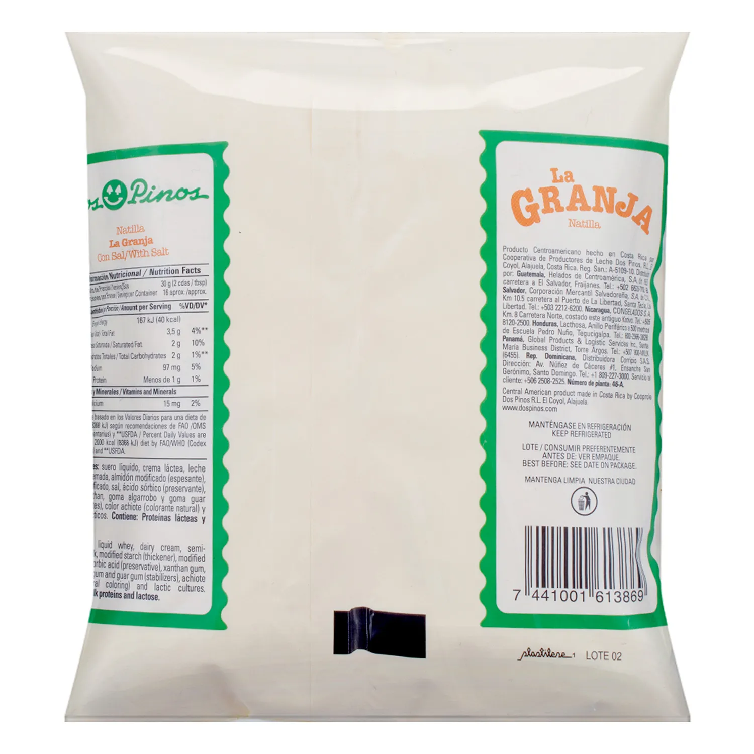 Natilla Con Sal Dos Pinos Paquete 500 G