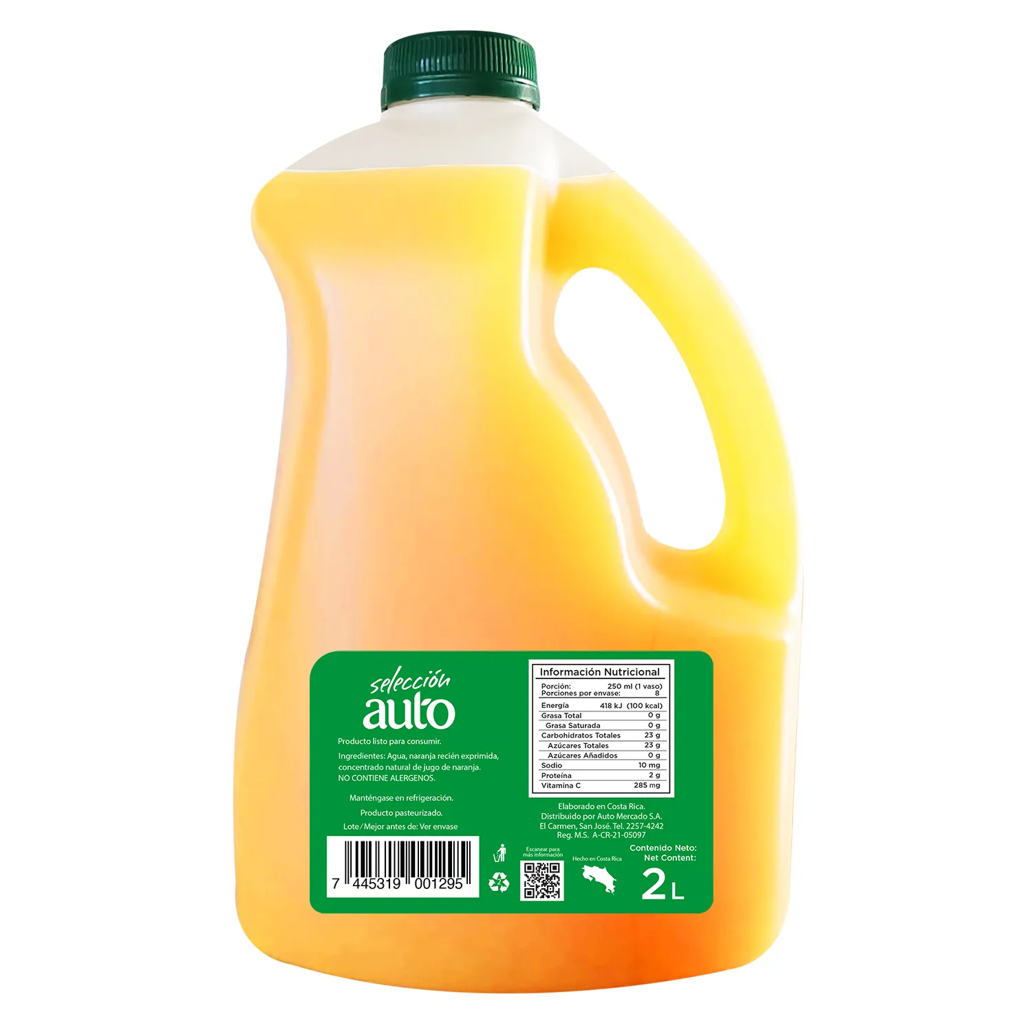 Bebida Jugo Naranja 100% Natural Sin Azucar Selección Auto Envase 2000 Ml
