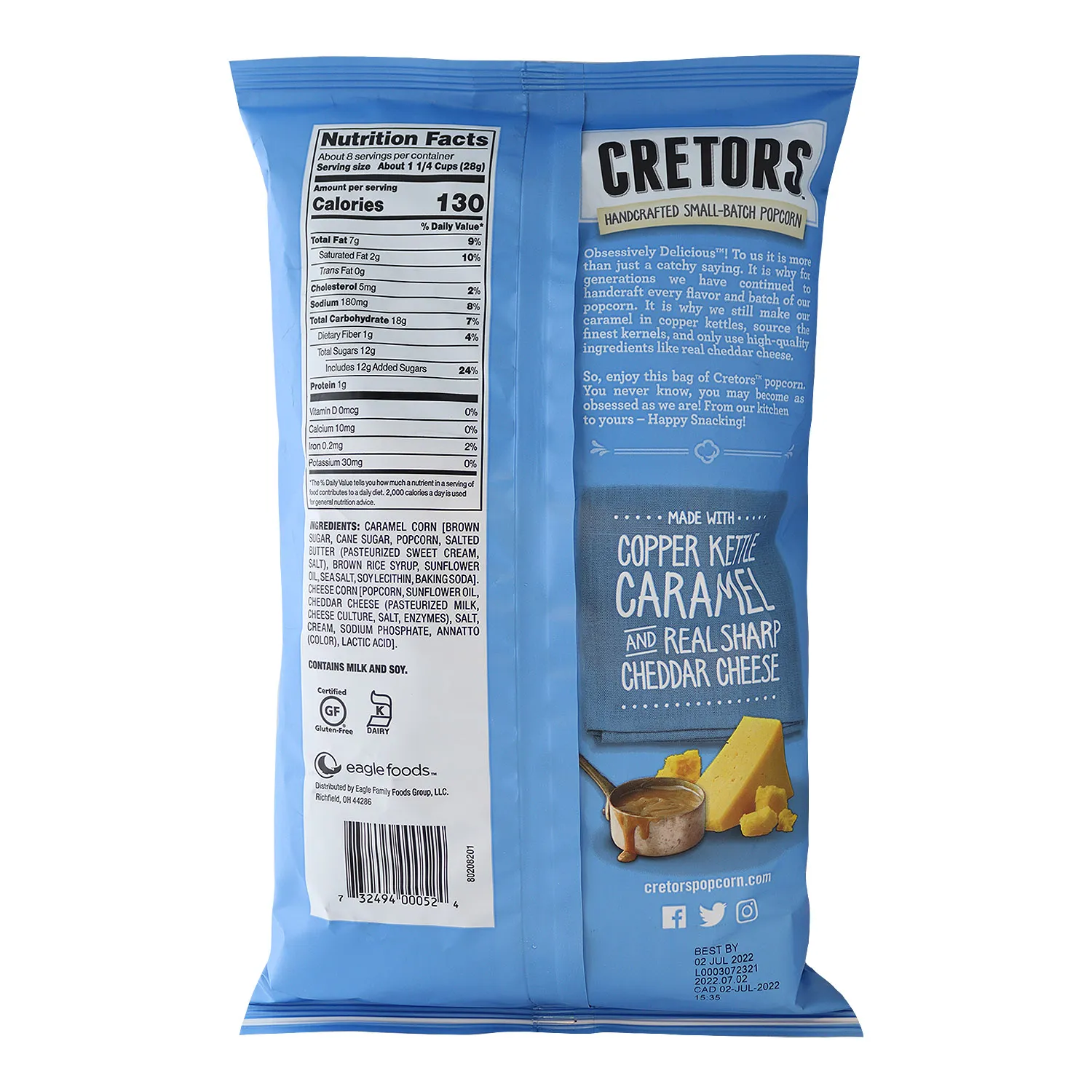 Palomita Preparada Caramelo Queso Cretors Paquete 213 G