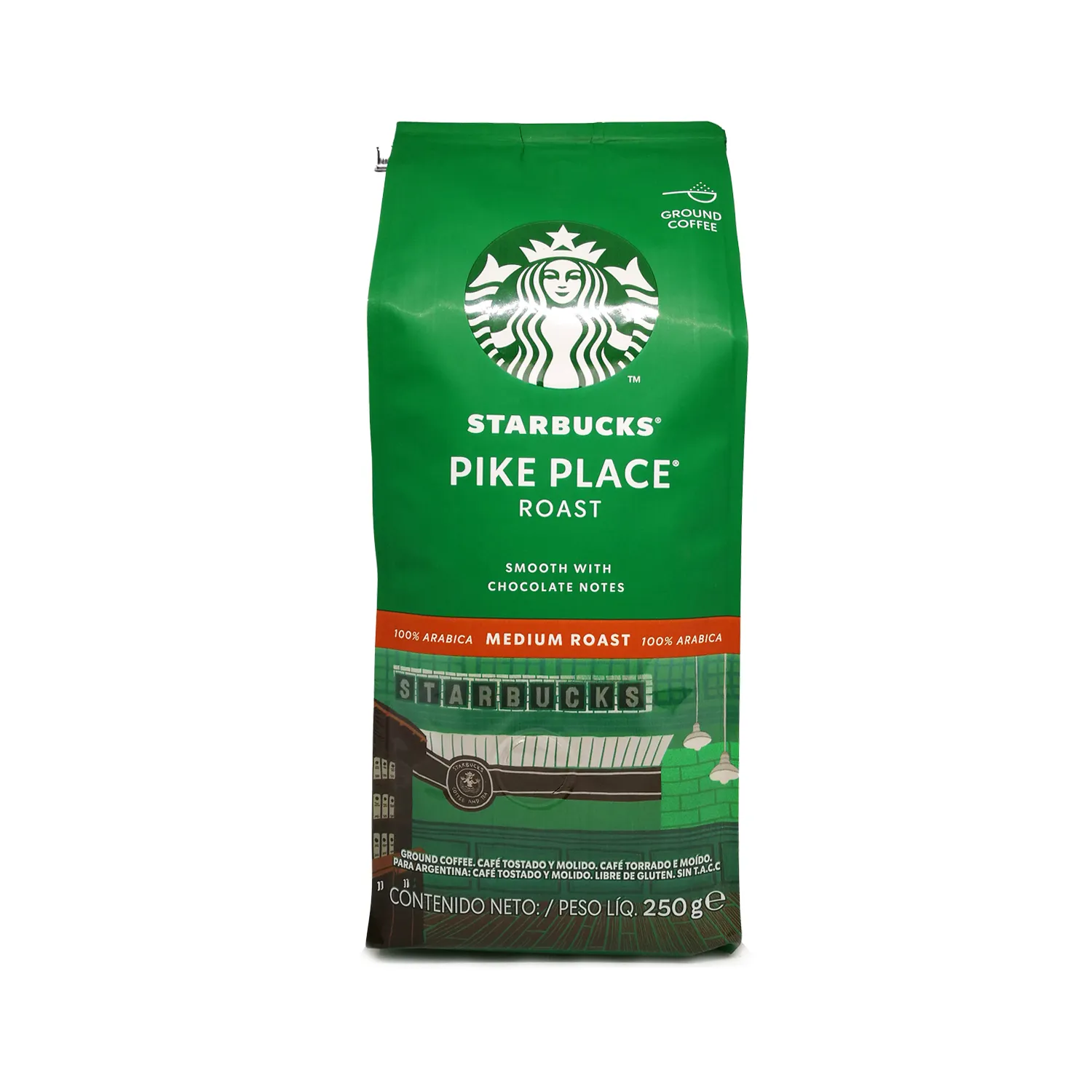 Cafe Molido Gourmet Tueste Medio Pike Place Starbucks  Paquete 250 G
