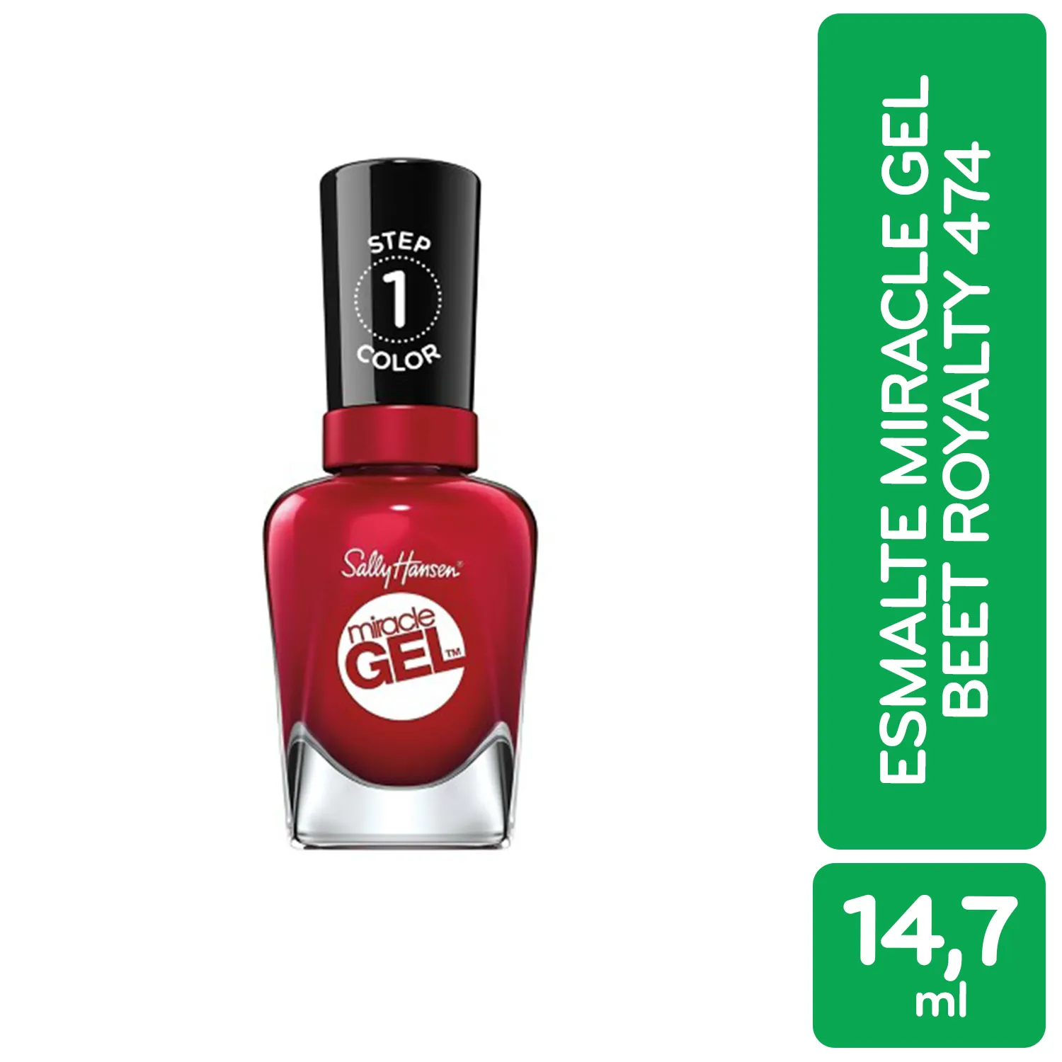 Esmalte Miracle Gel Beet Royalty 474 Sally Hansen Envase 15 Ml