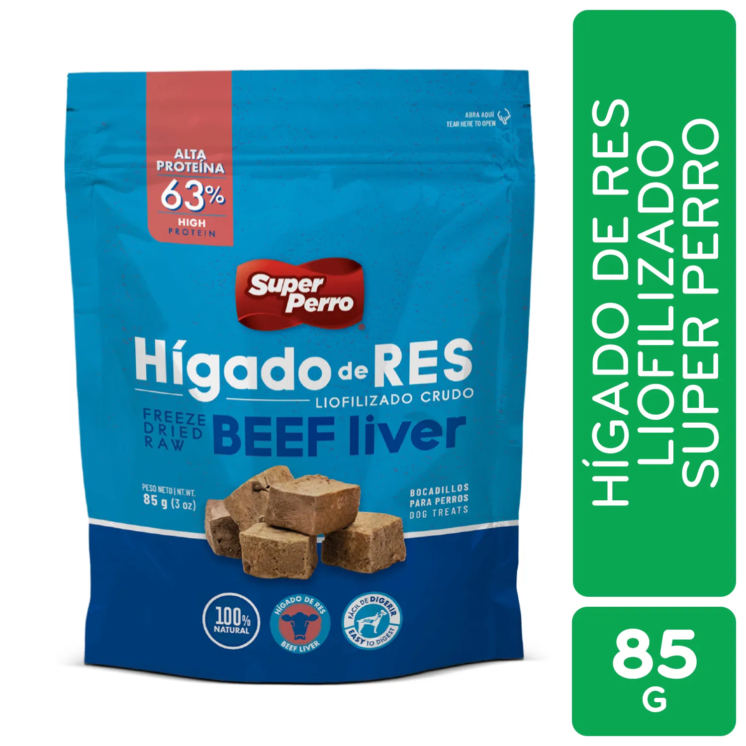 Bocadillo Higado De Res Liofilizado Super Perro Bolsa 85 G