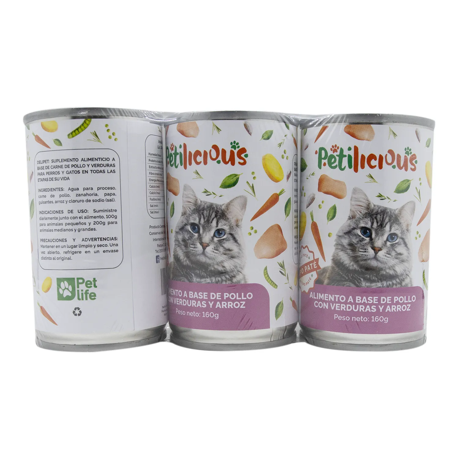 Alimento Gato Adulto Humedo Pollo Con Verduras Petlicious