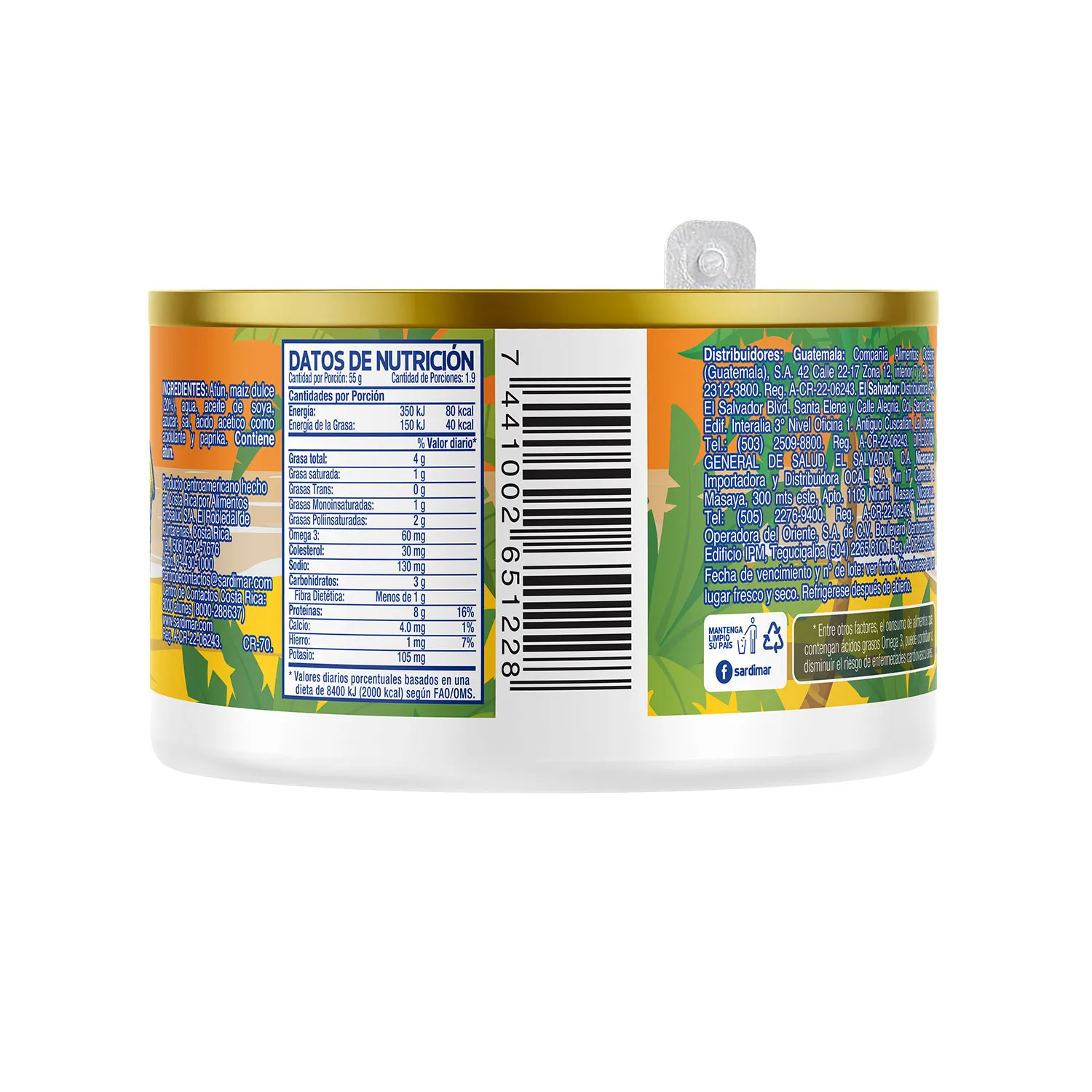 Atun Lomo Trozos Agua Maiz Dulce Kids Sardimar Lata 105 G