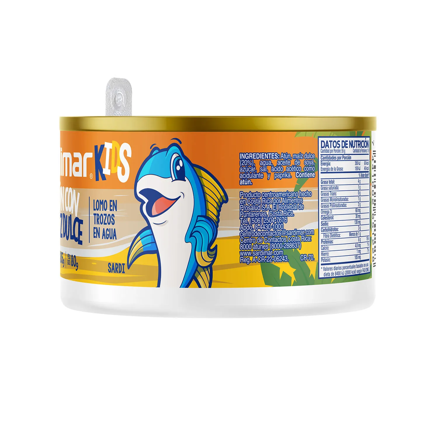 Atun Lomo Trozos Agua Maiz Dulce Kids Sardimar Lata 105 G