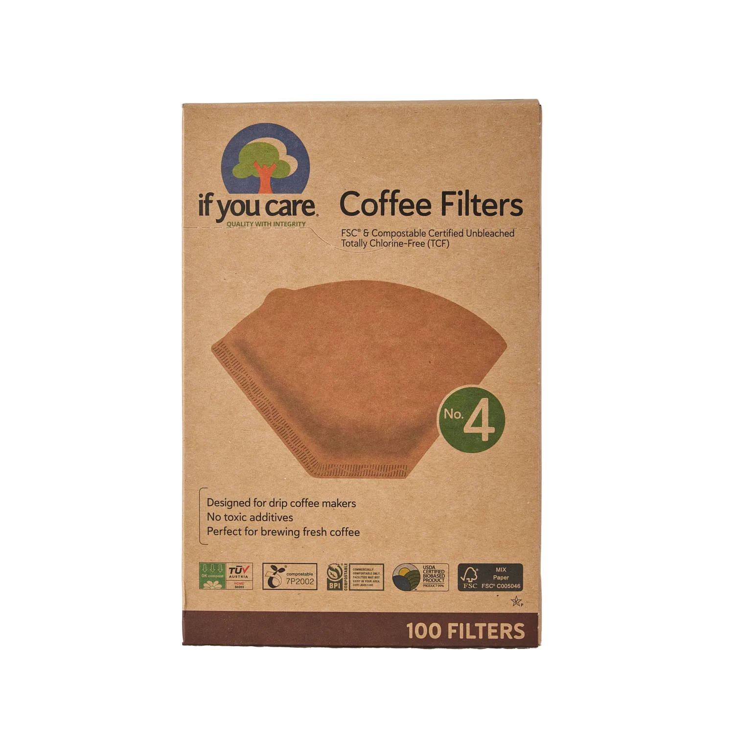 Filtro Café Desechable Biodegradable  If You Care 100 Unid