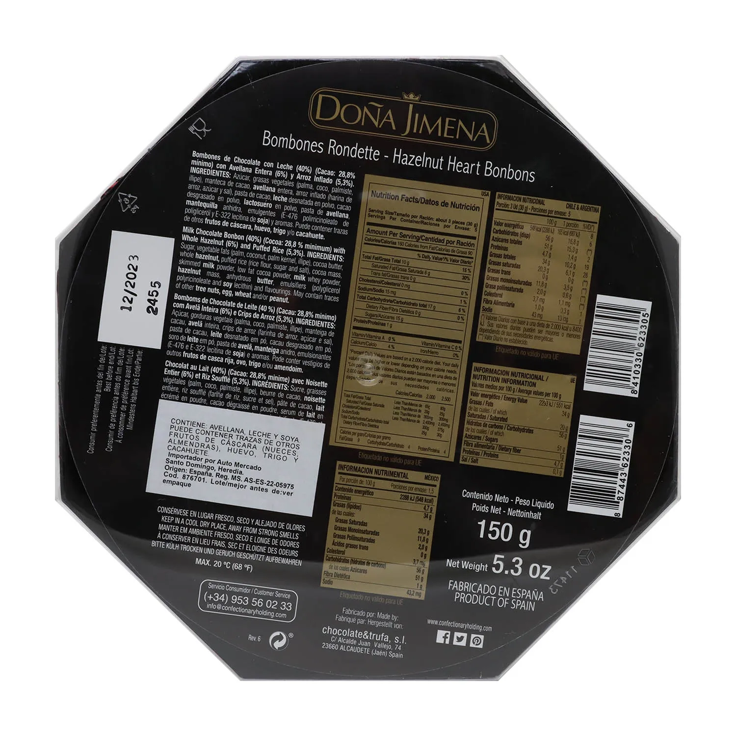 Chocolate Bombon Rondette Doña Jimena Caja 150 G
