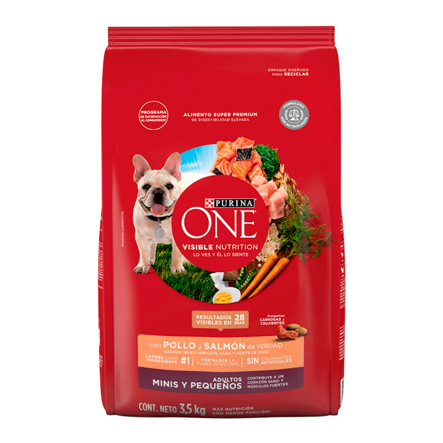 Alimento Perro Seco Adulto Pollo Y Salmon Raza Minis Y Pequeños Purina One Bolsa 3.5 Kg