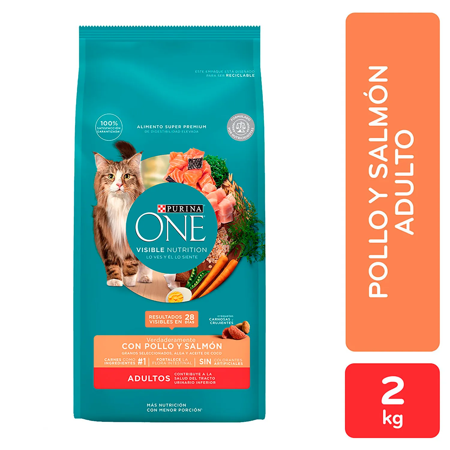 Alimento Gato Adulto Seco Pollo Y Salmon One Bolsa 2 Kg