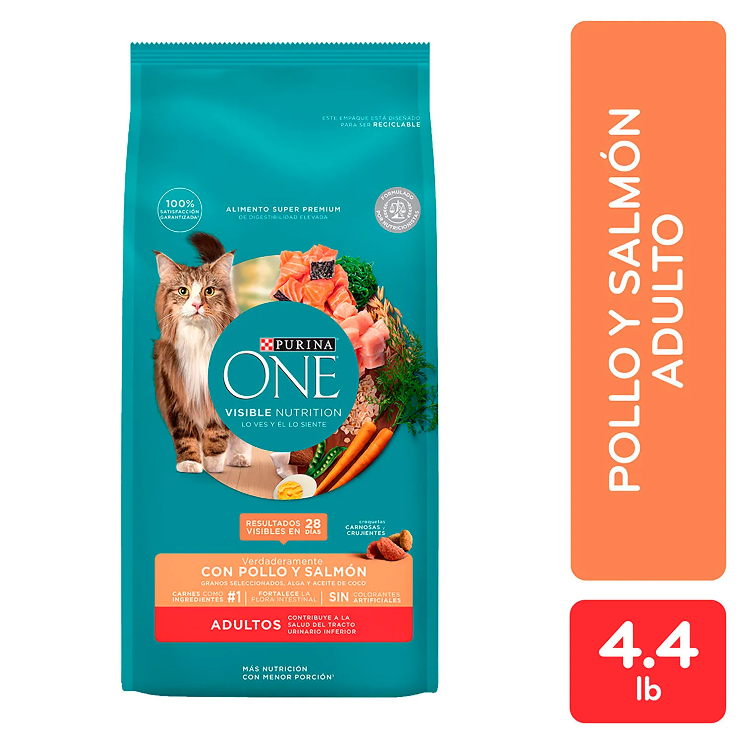 Alimento Gato Adulto Seco Pollo Y Salmon One Bolsa 2 Kg