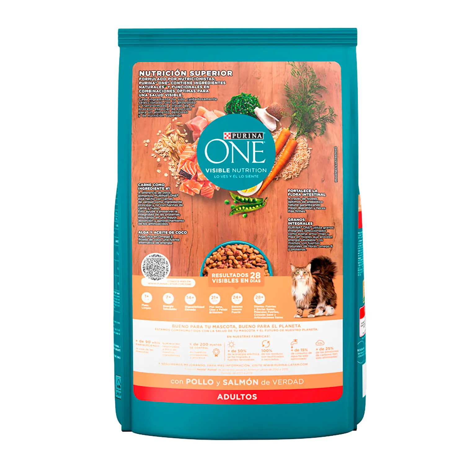 Alimento Gato Adulto Seco Pollo Y Salmon One Bolsa 2 Kg