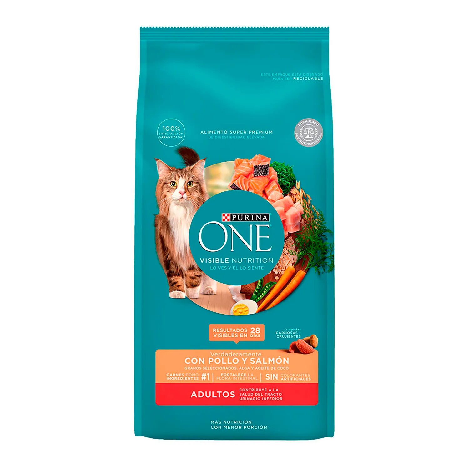 Alimento Gato Adulto Seco Pollo Y Salmon One Bolsa 2 Kg