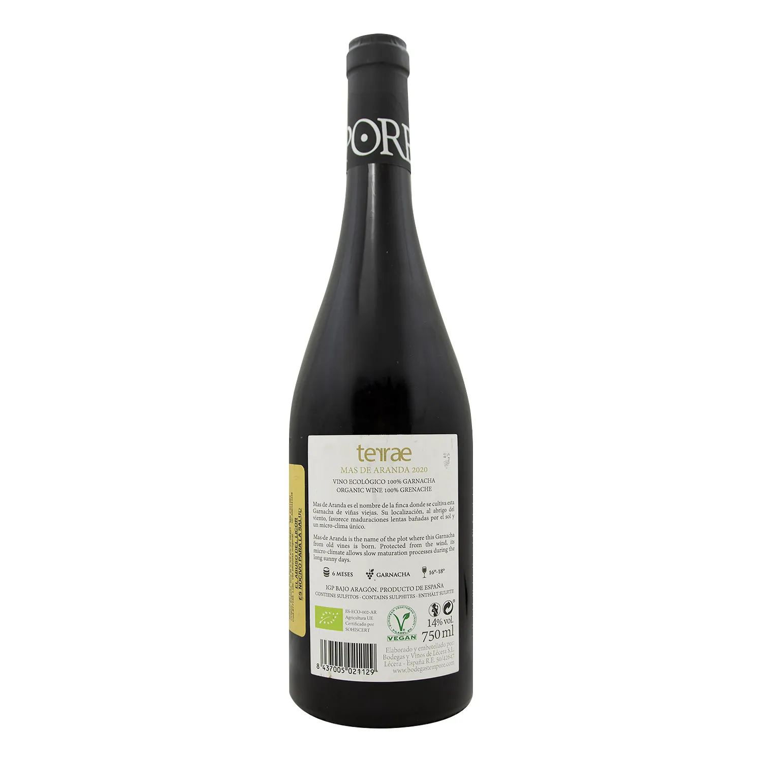Vino Tinto España Garnacha Orgánico Vegano Mas De Aranda Terrae