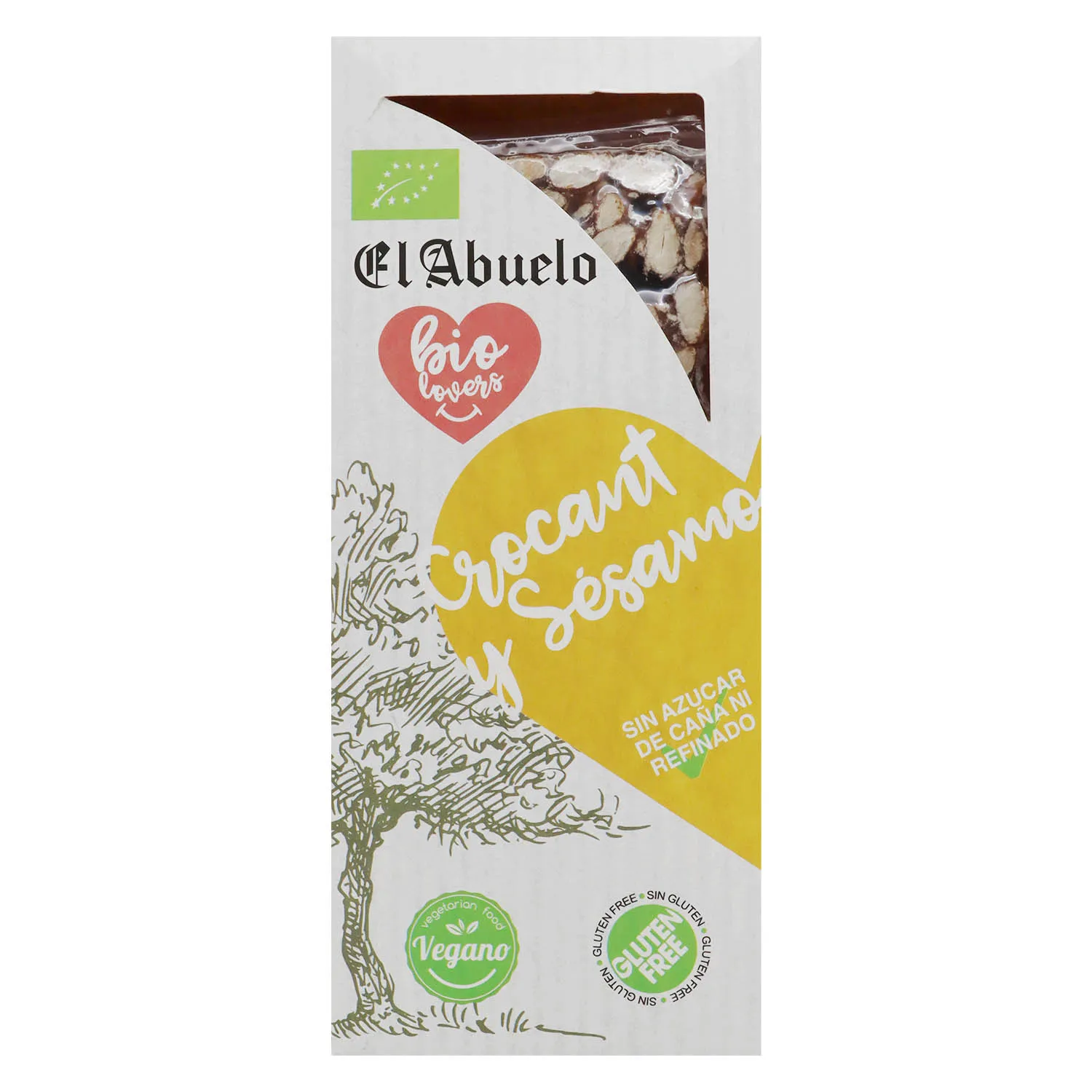 Turron Natural Crocante Ajonjoli Vegano El Abuelo Caja 200 G