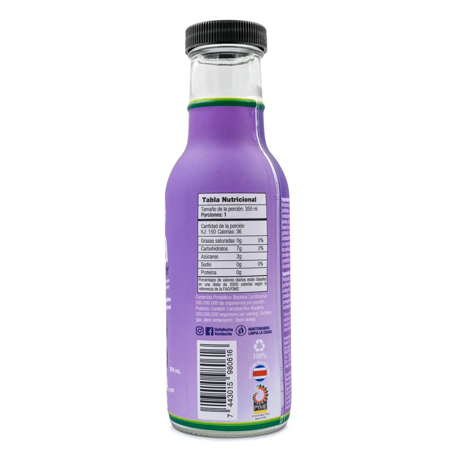 Bebida Te Líquido Berry Berry Cbd Bella Bucha Botella 355 Ml
