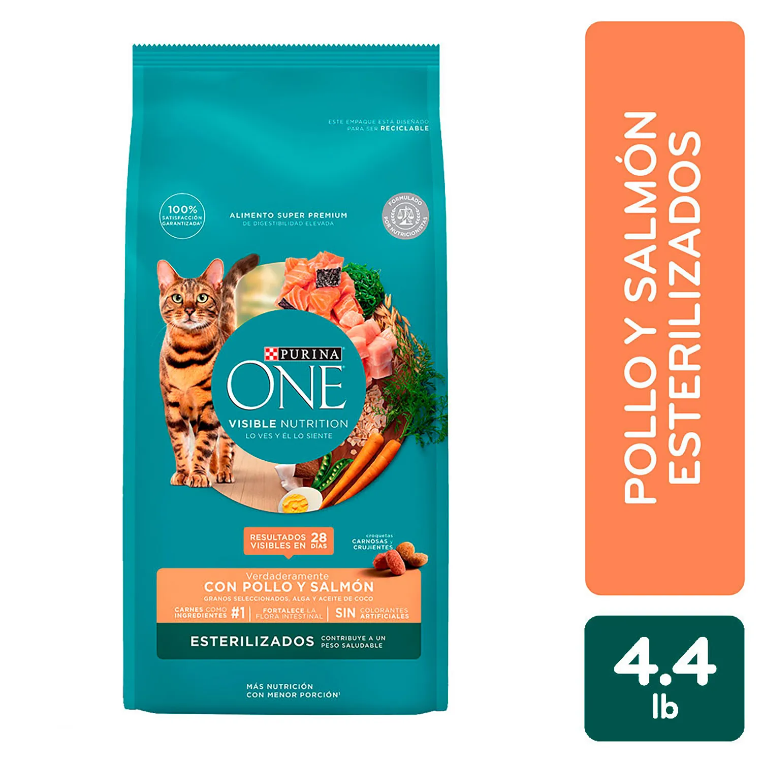 Alimento Gato Adulto Seco Pollo Y Salmon Esterilizados One Bolsa 2 Kg