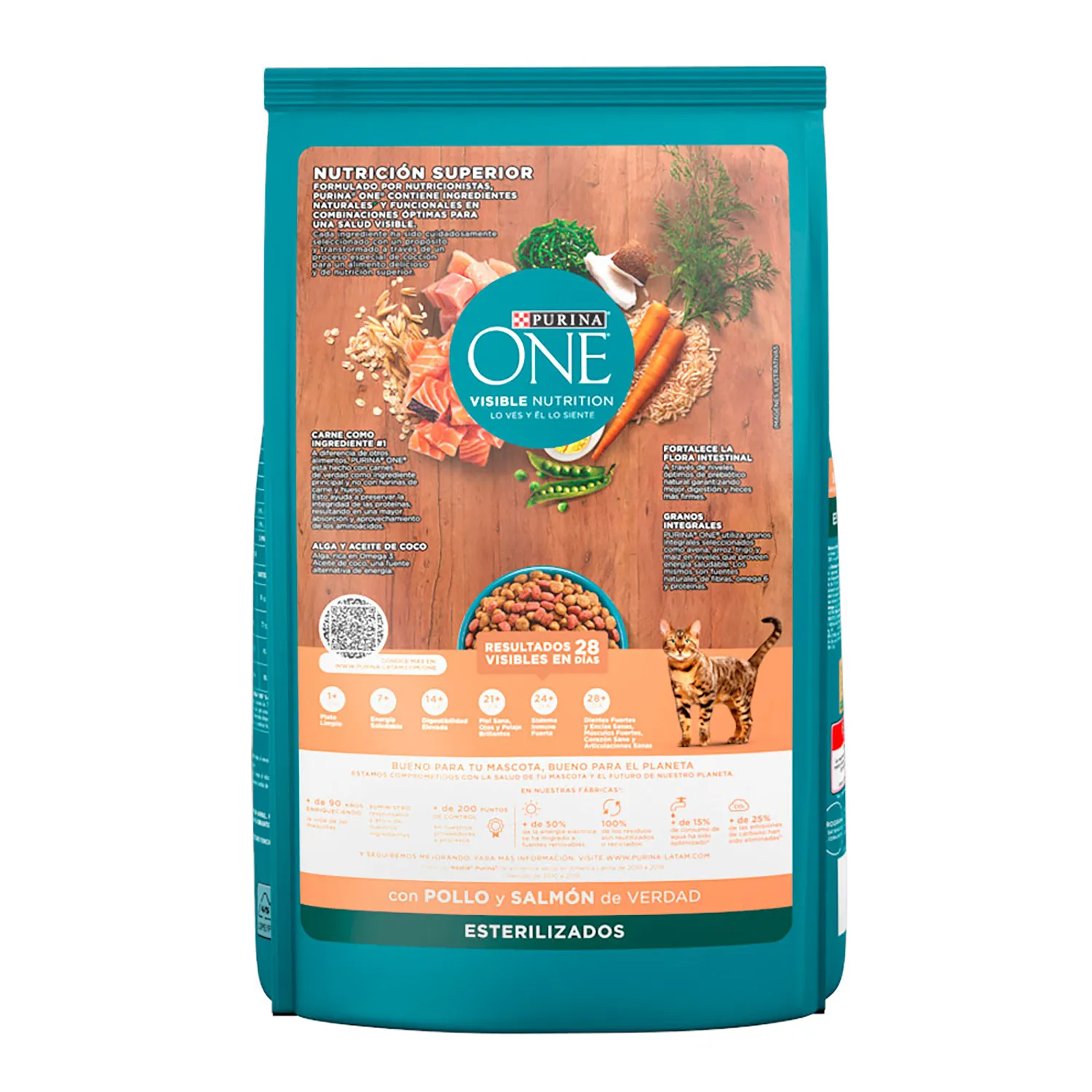 Alimento Gato Adulto Seco Pollo Y Salmon Esterilizados One Bolsa 2 Kg