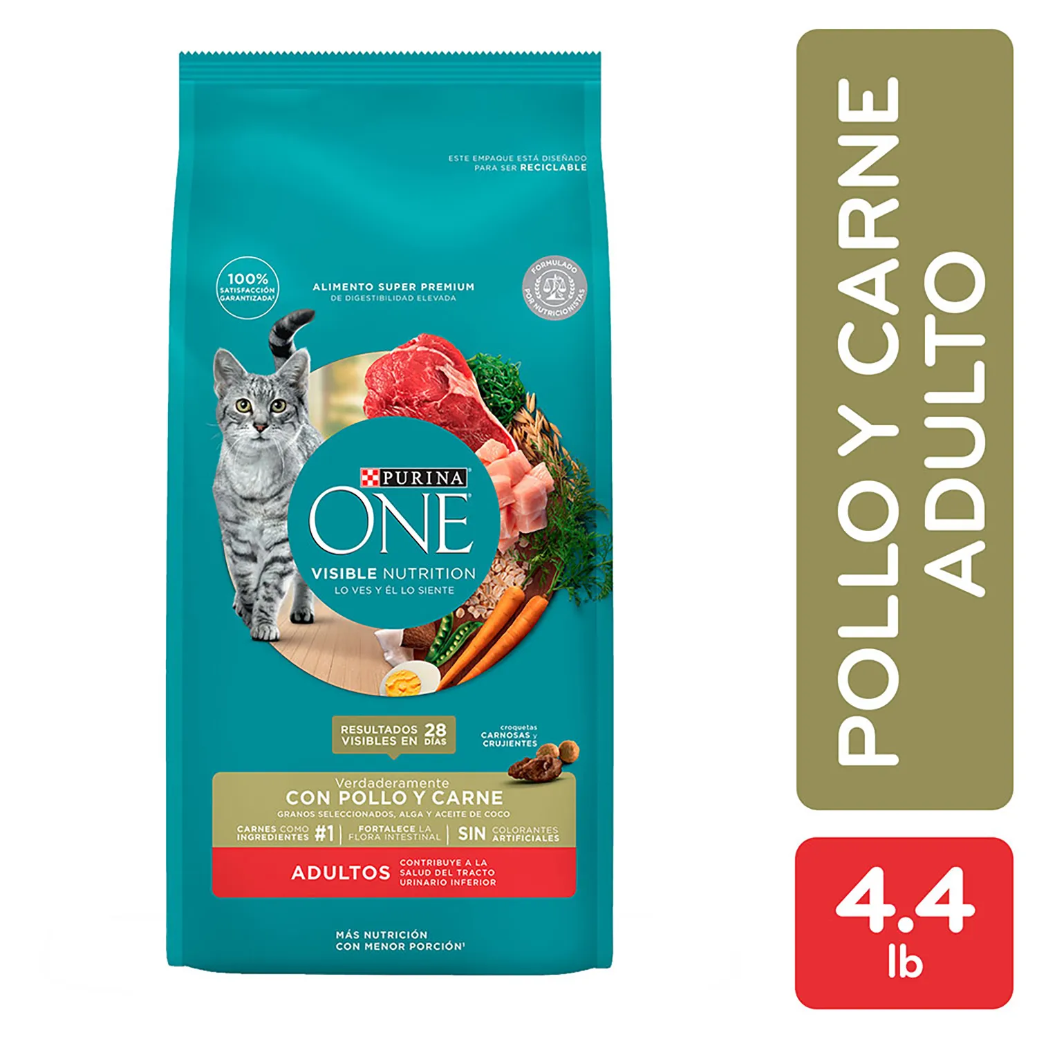 Alimento Gato Adulto Seco Pollo Y Carne One Bolsa 2 Kg