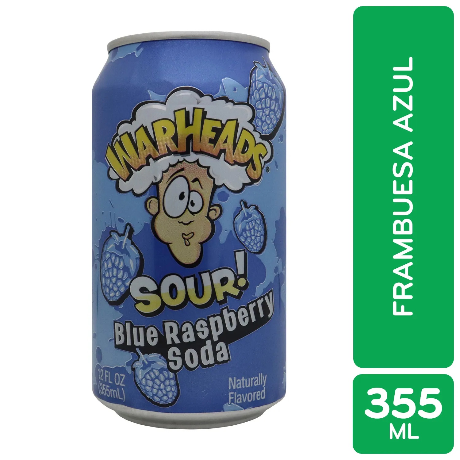 Bebida Gaseosa  Regular Sabor Frambuesa Acida Warheads Lata 330 Ml