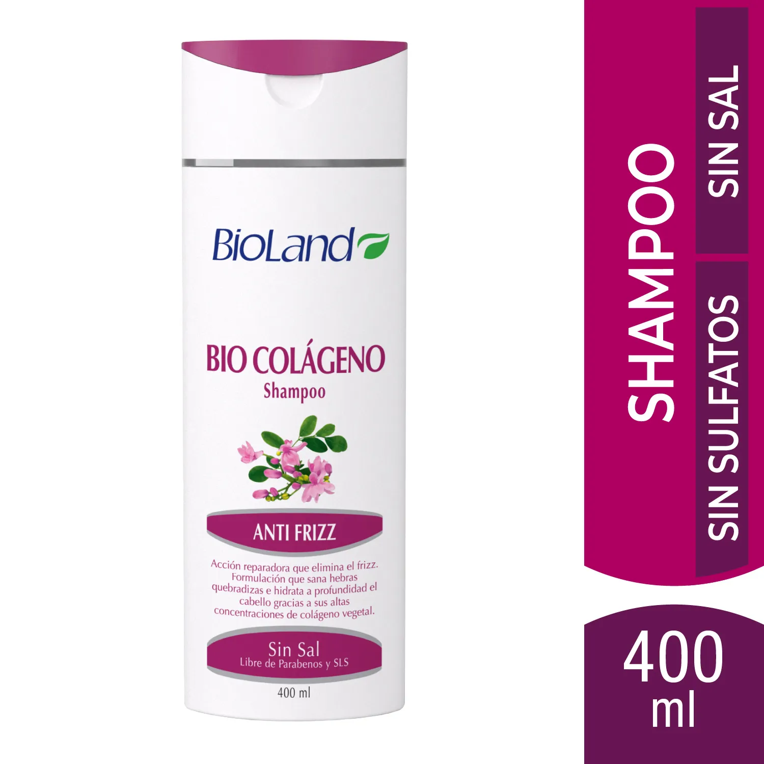 Shampoo Natural Colageno Anti Frizz Bioland Envase 400 Ml