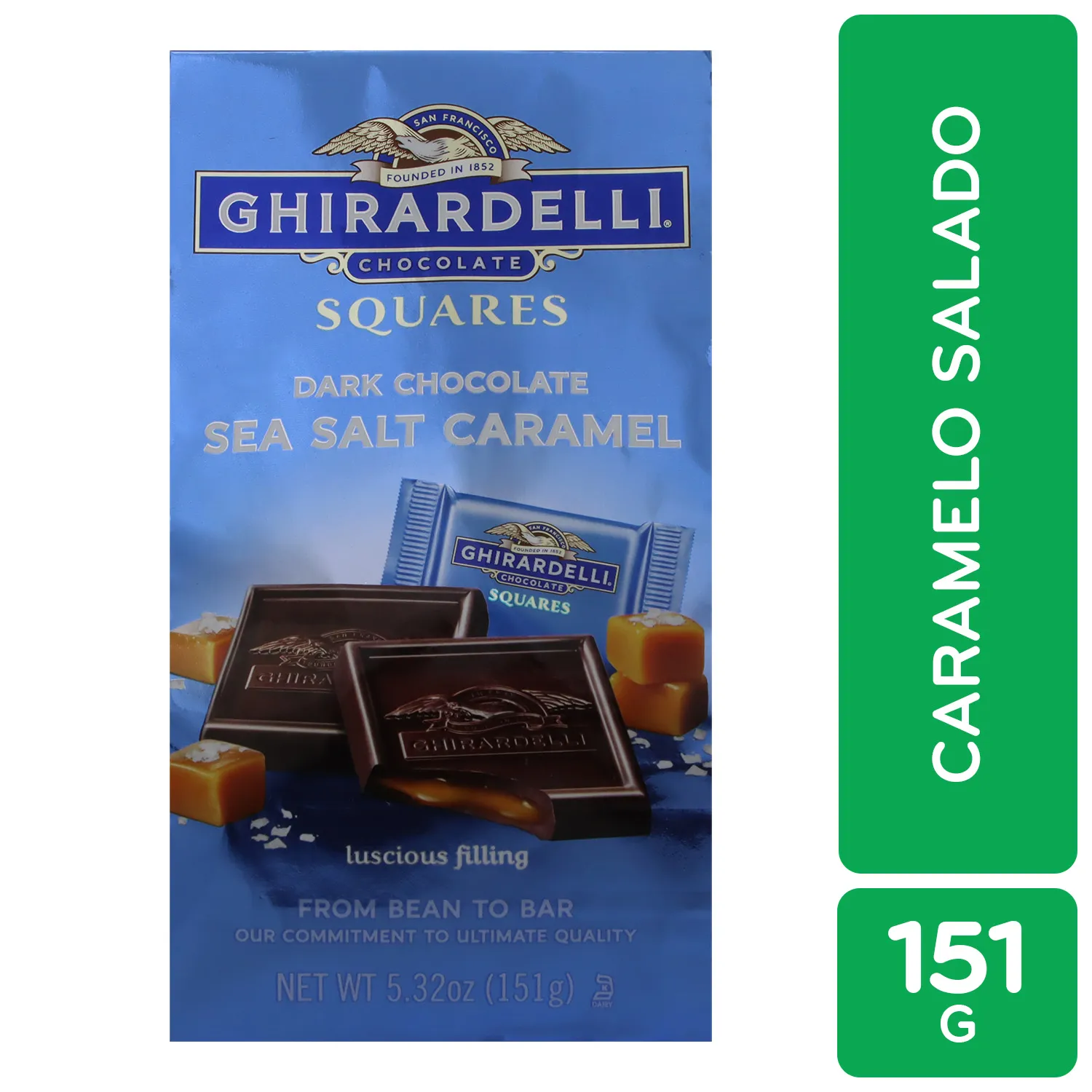 Chocolate Oscuro Caramelo Sal Marina Ghirardelli  Paquete 151 G