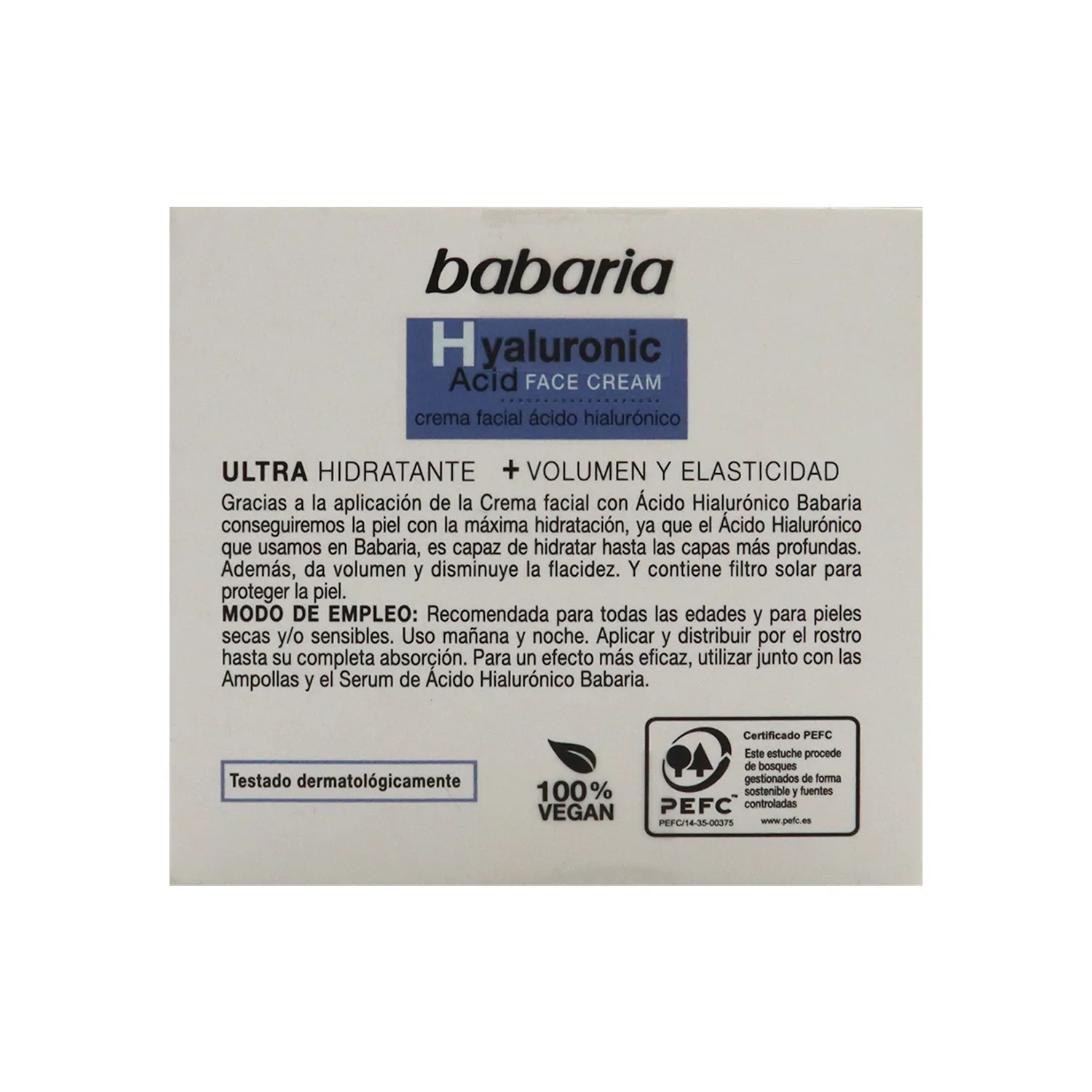 Crema Facial Acido Hialuronico Babaria Caja 50 Ml