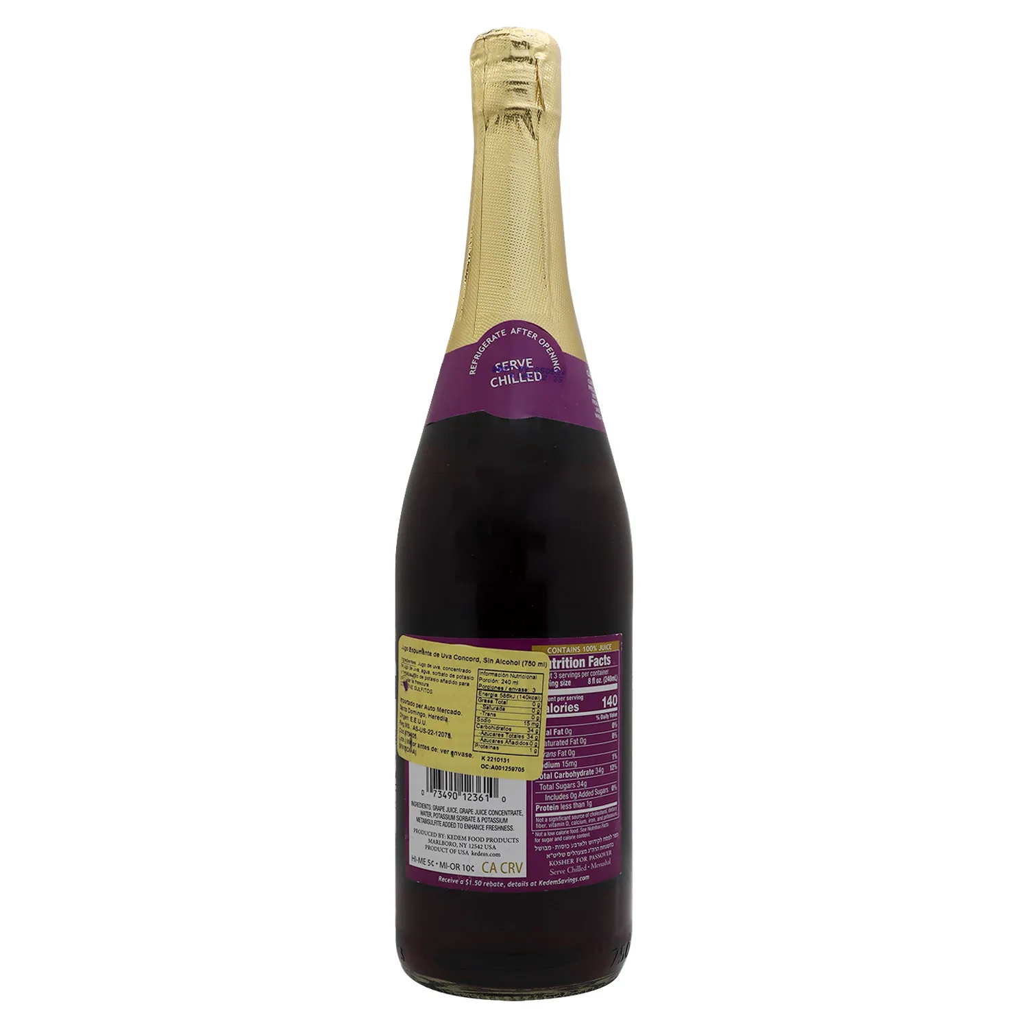 Jugo Espumoso De Uva Tinta Kedem