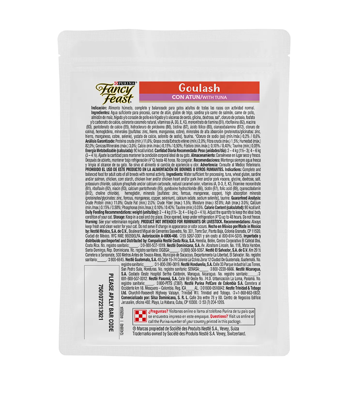 Alimento Húmedo Gato Adulto  Atún Fancy Feast Bolsa 85 G