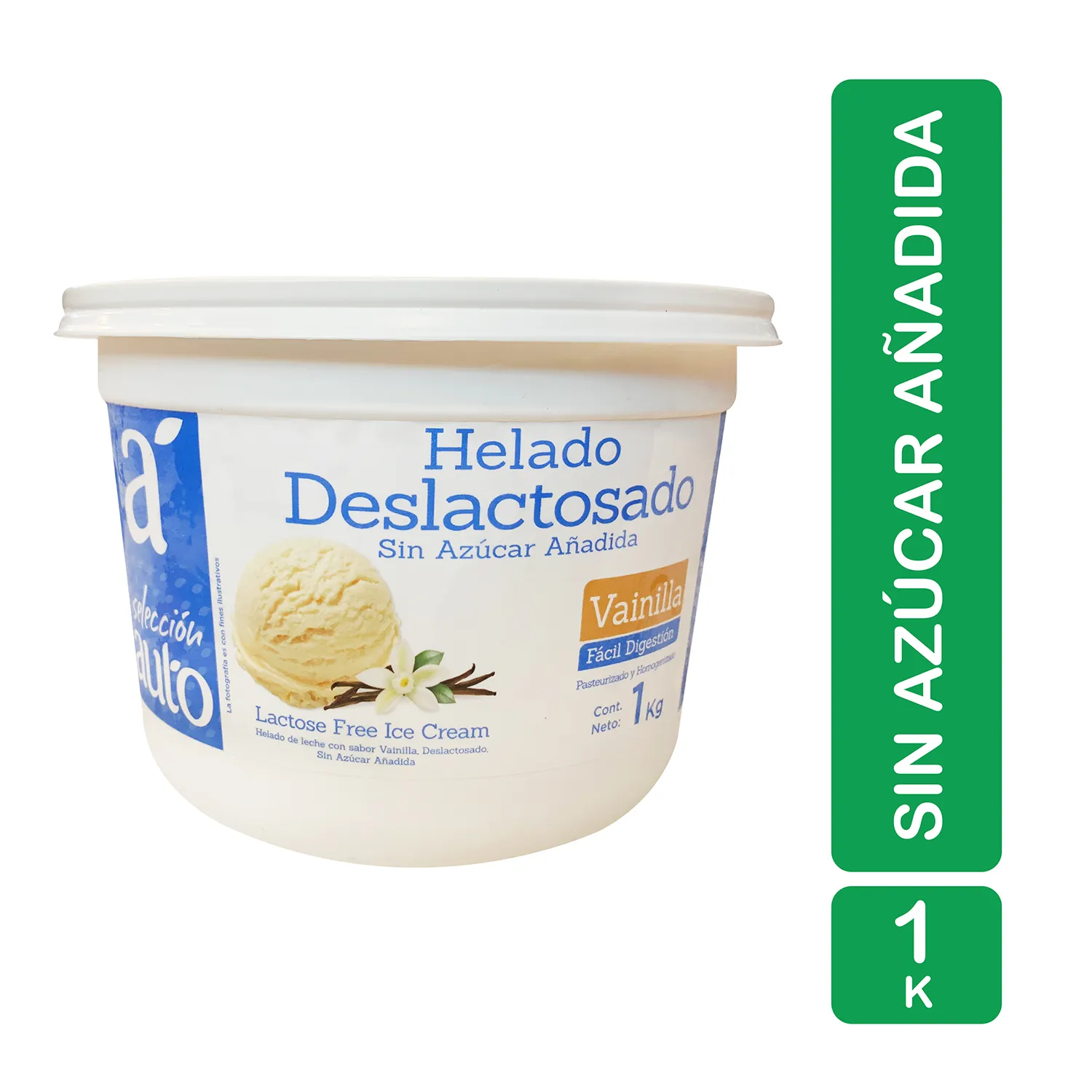 Helado Vainilla Deslactosado Selección Auto Envase 1000 G