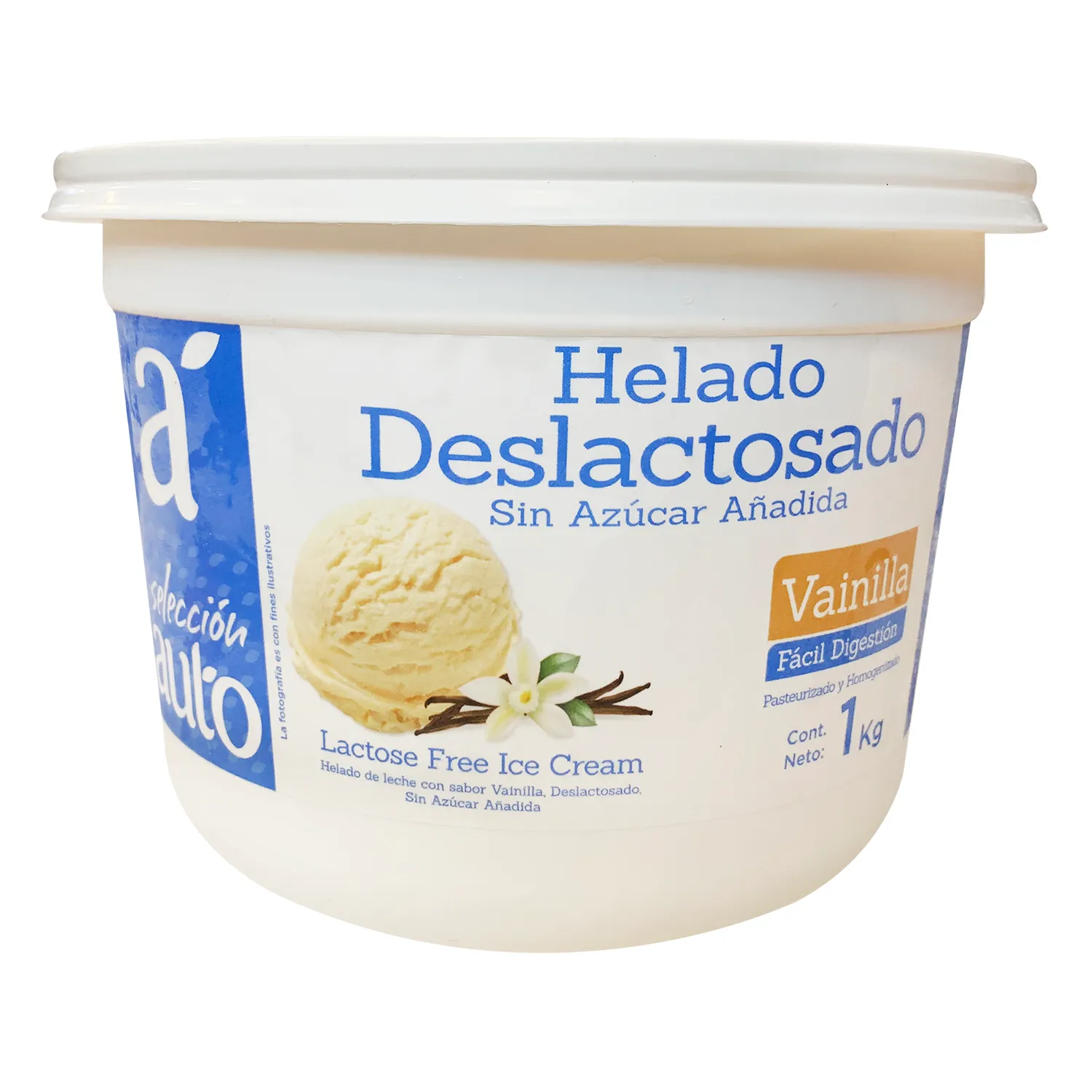 Helado Vainilla Deslactosado Selección Auto Envase 1000 G