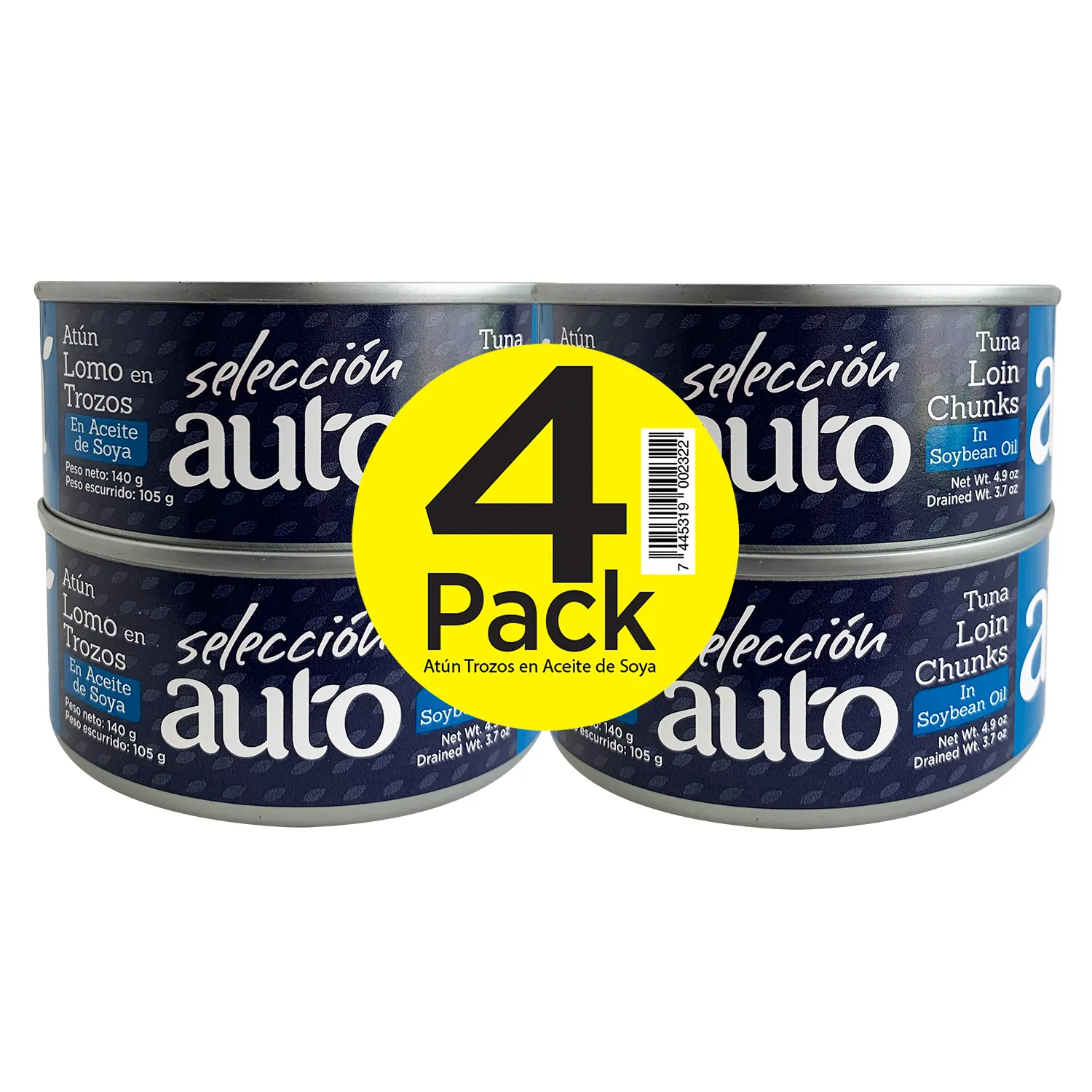 Atun Lomo Trozos Aceite Soya 4u Auto Selección Paquete 560 G