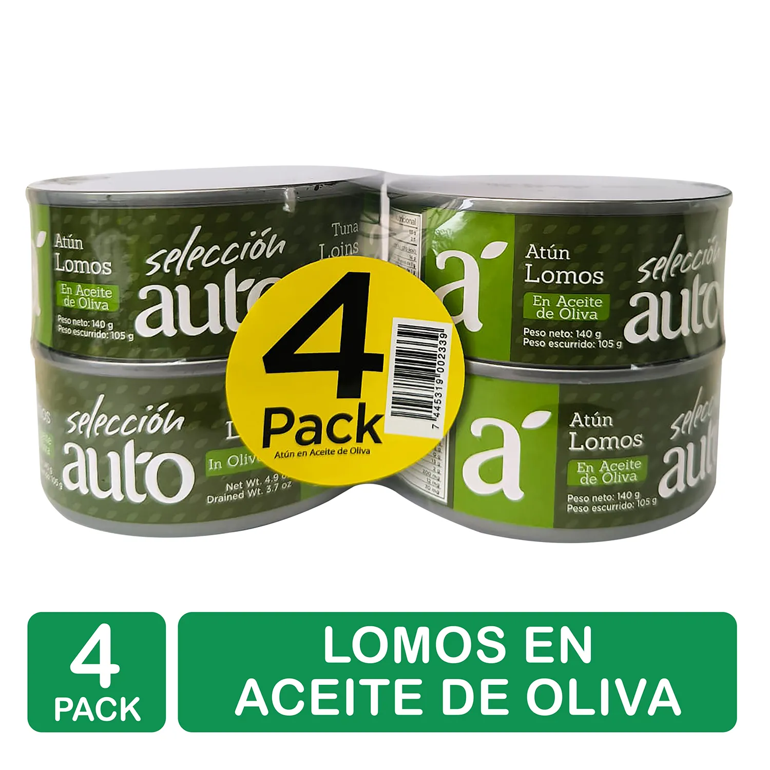 Atun Lomo Trozos Aceite Oliva 4u Selección Auto Paquete 560 G