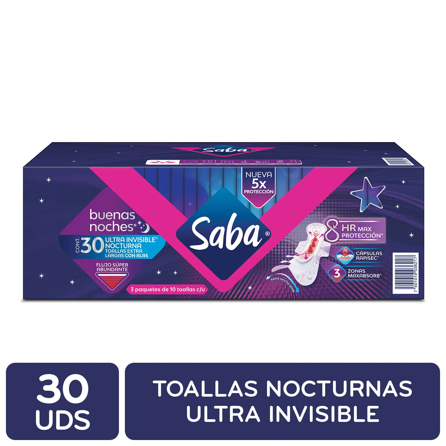 Toalla Intima Nocturna Alas Saba