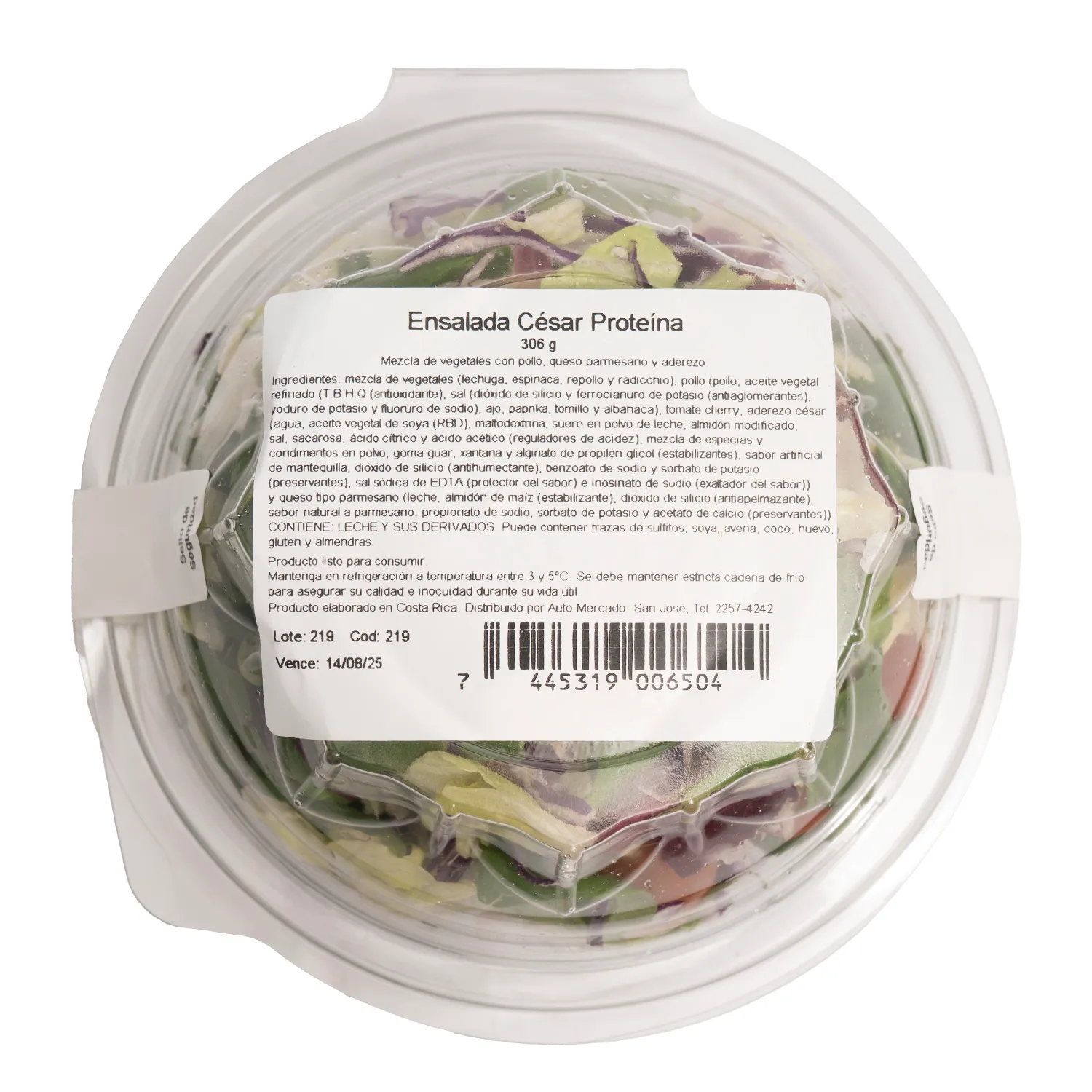 Ensalada Personal Cesar Proteina Auto Mercado Bandeja 306 G