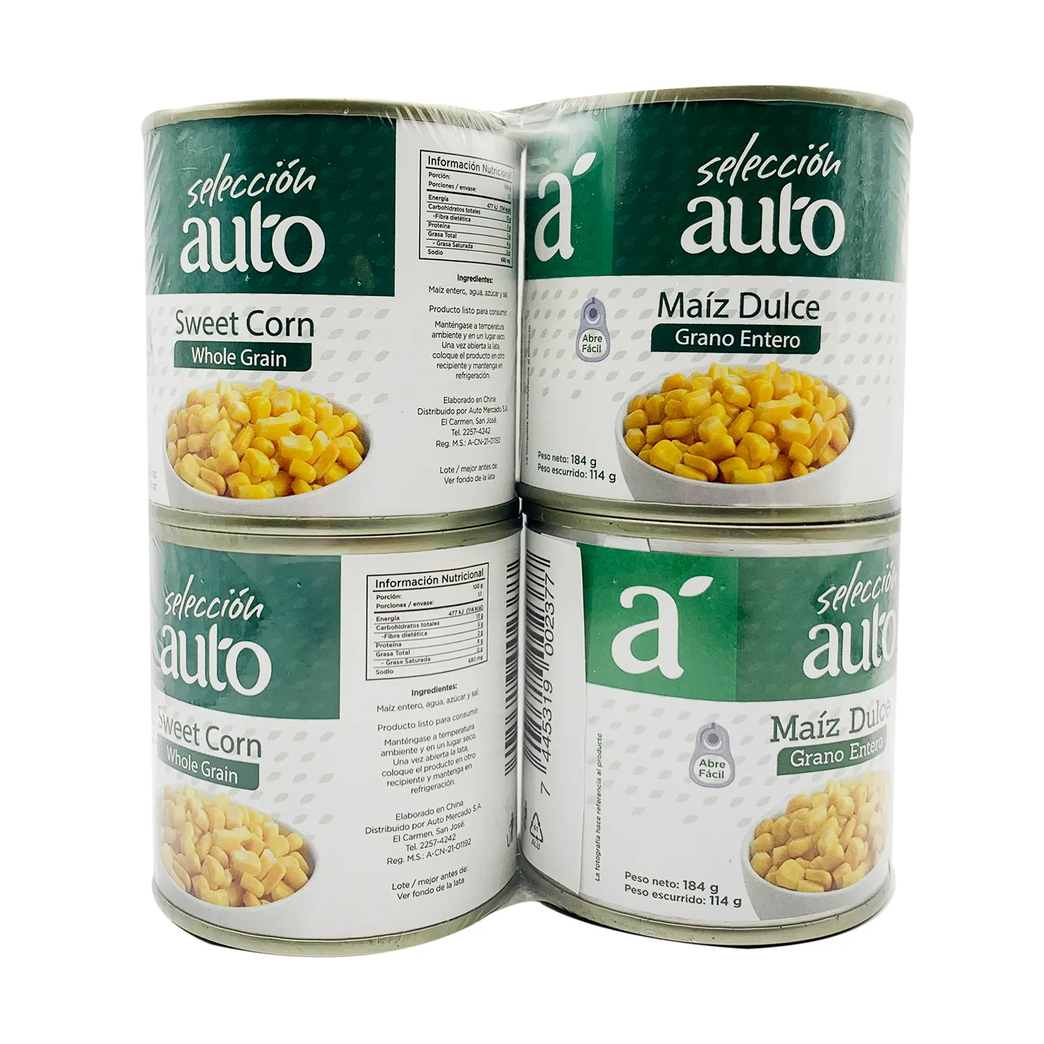 Maiz Entero Dulce 4 U Selección Auto Paquete 736 G