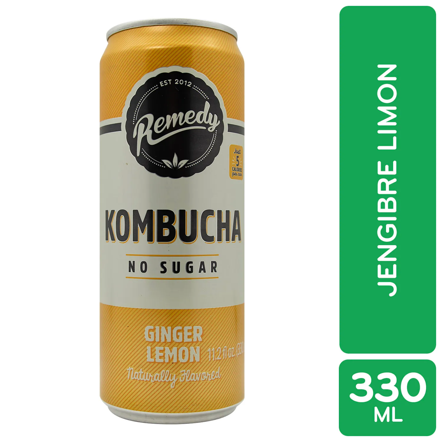 Bebida Kombucha Sin Azucar Jengibre Limon Remedy