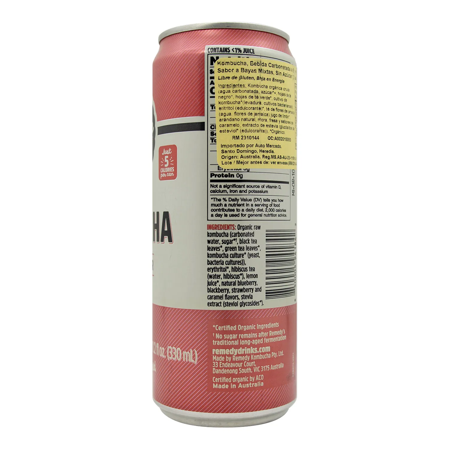 Bebida Kombucha Sin Azucar Bayas Mixtas Remedy