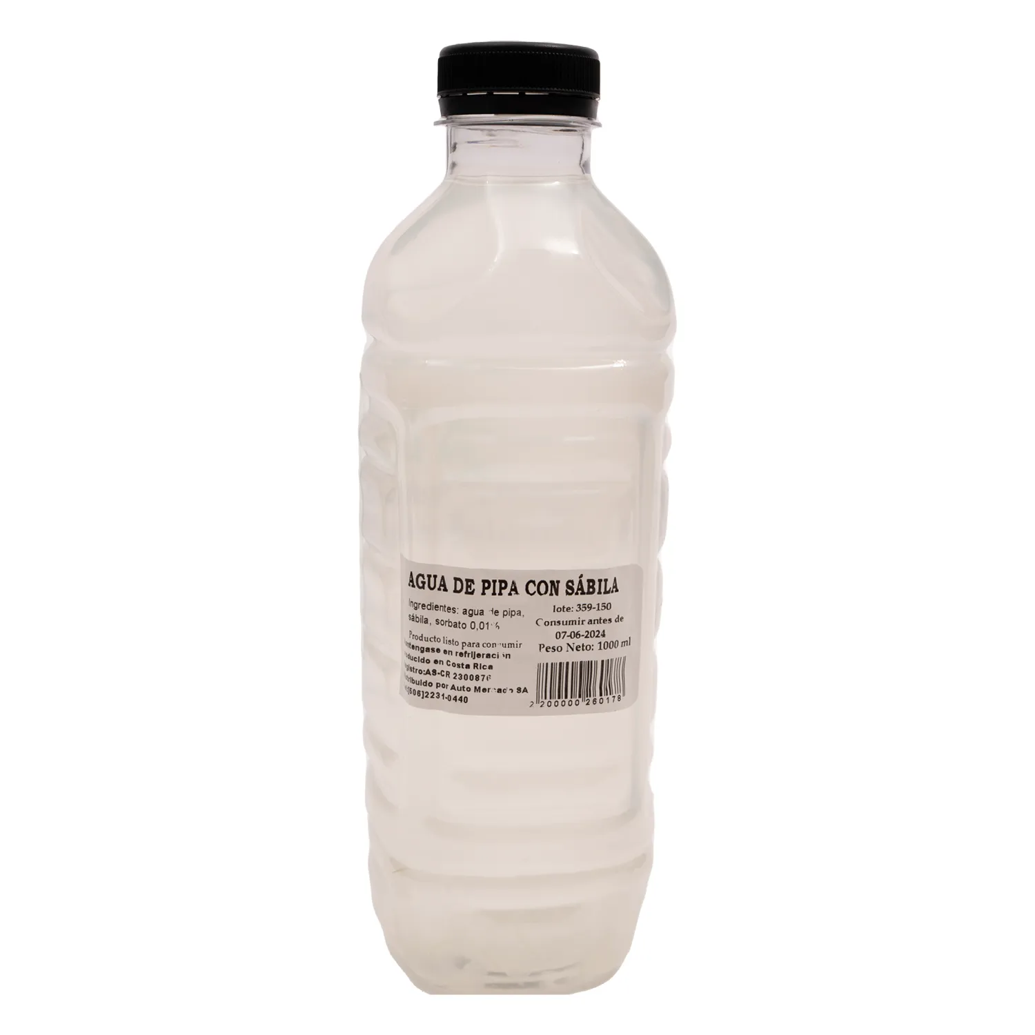 Agua De Pipa Con Sabila Auto Mercado Envase 1000 Ml