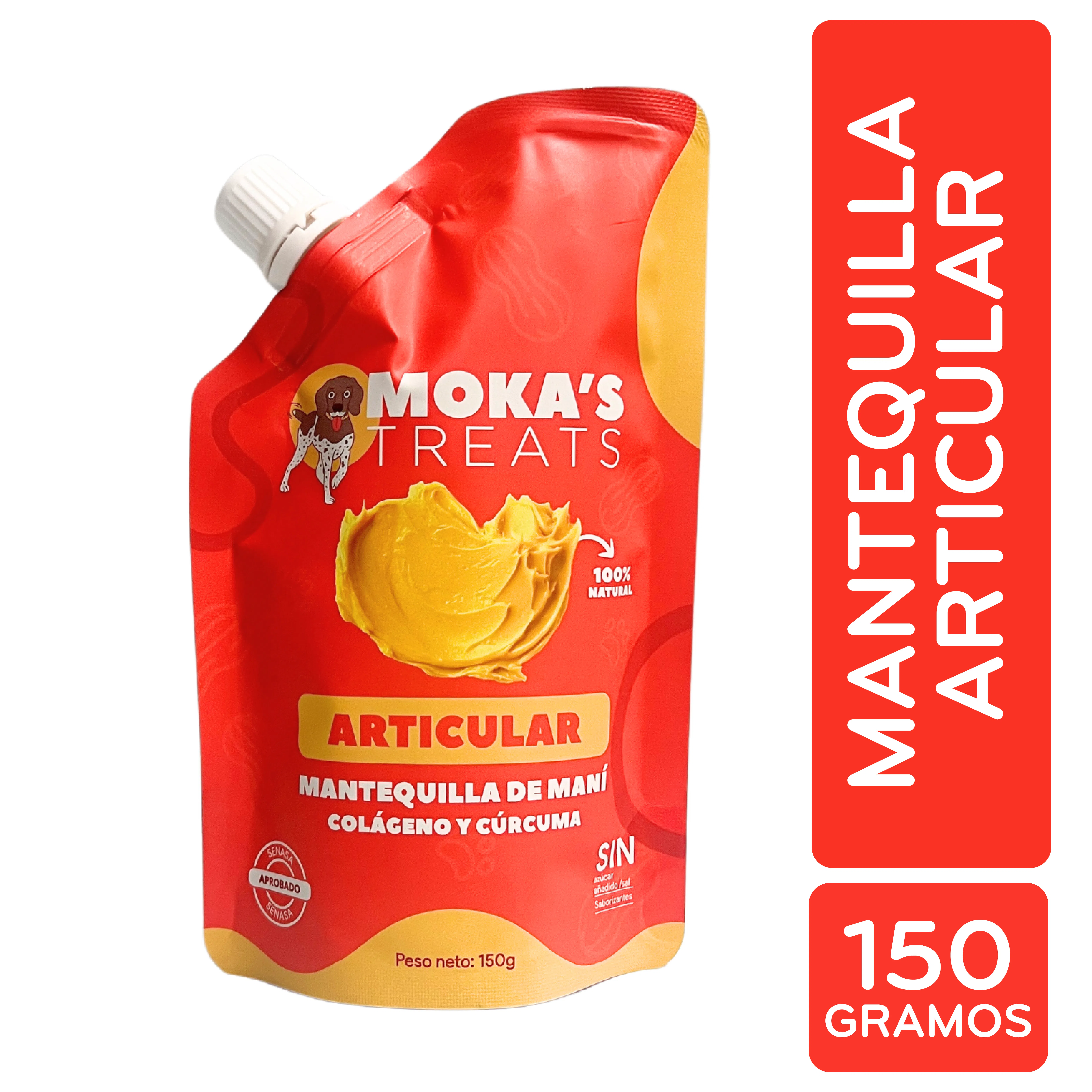 Bocadillo Perro Manteq. Maní Colágeno Y Cúrcuma Mokas Treats