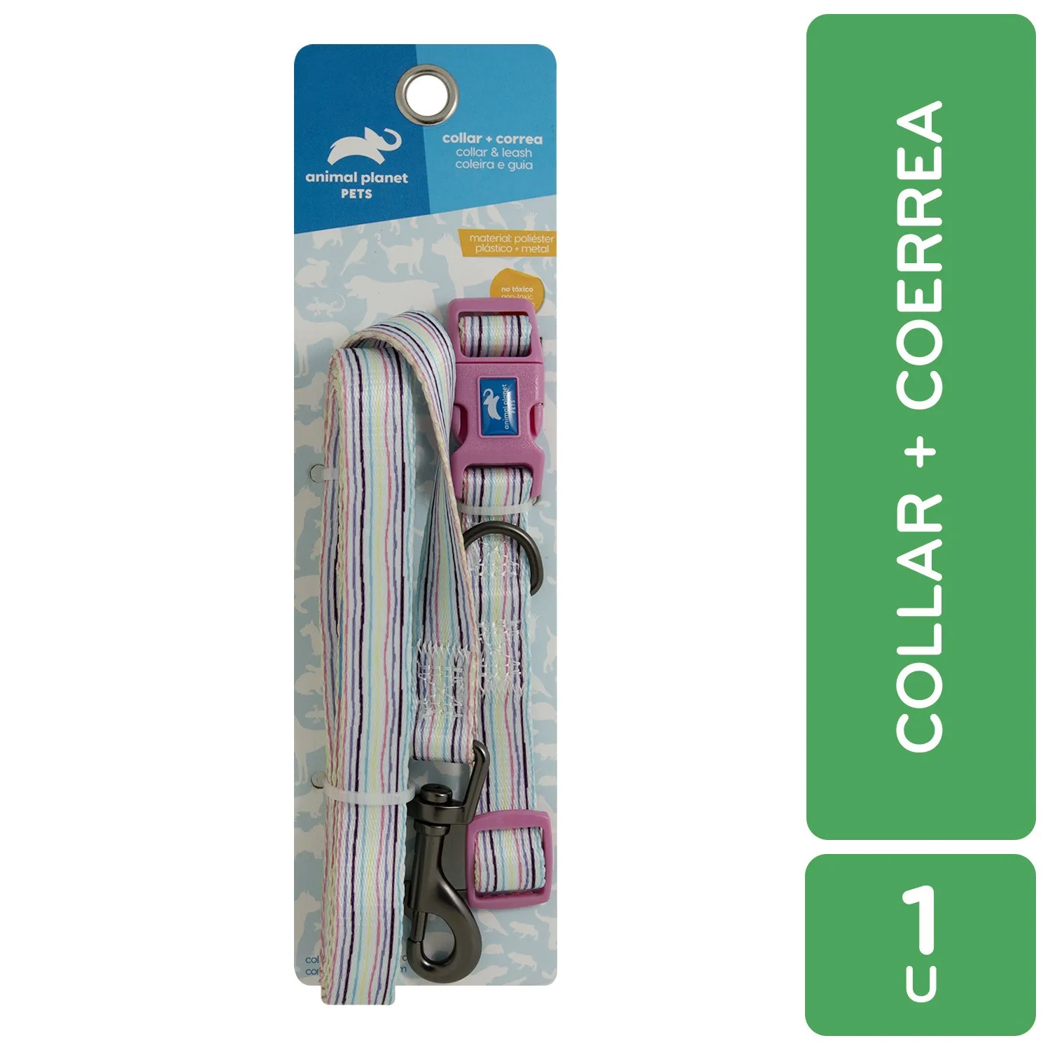 Correa Y Collar Perro Talla L Multicolor Animal Planet