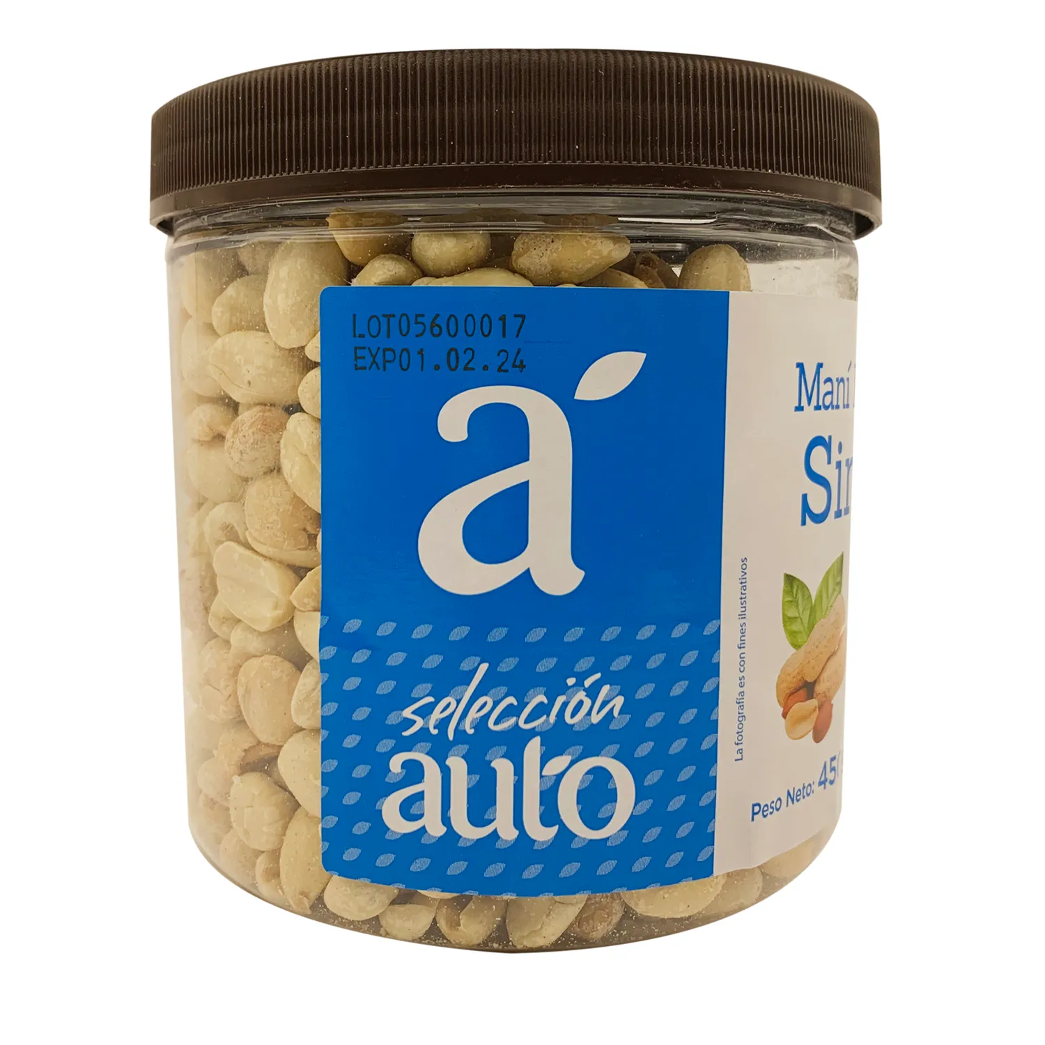 Mani Horneado Sin Sal Selección Auto Envase 450 G