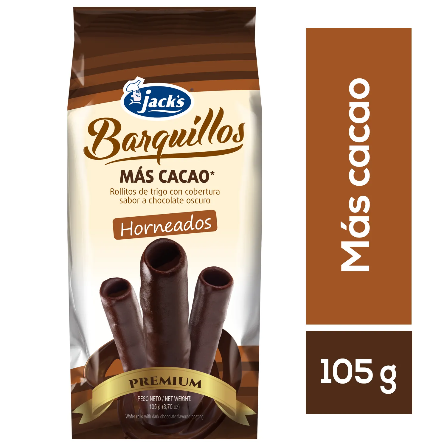 Barquillos Mas Cacao Jacks Paquete 105 G