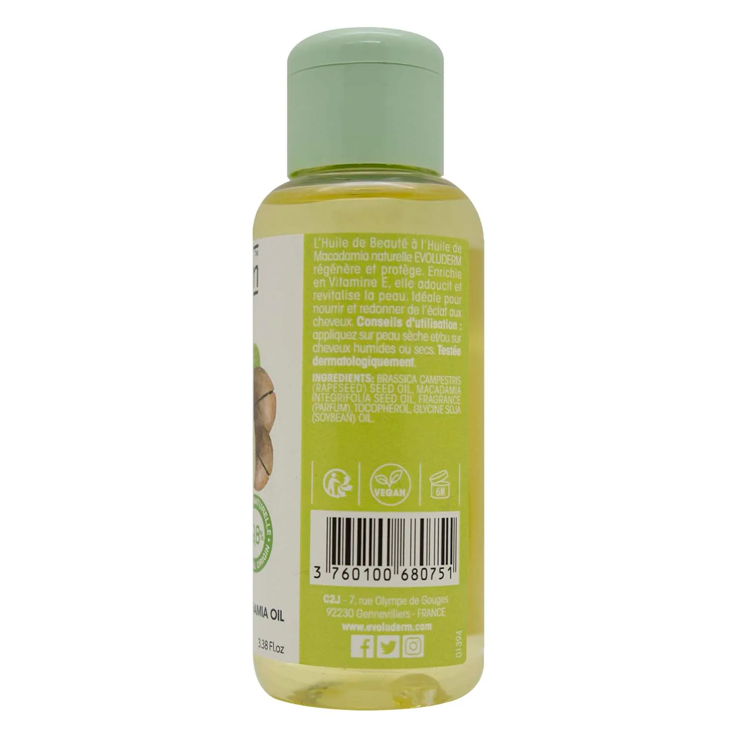 Aceite Corporal Macadamia Evoluderm