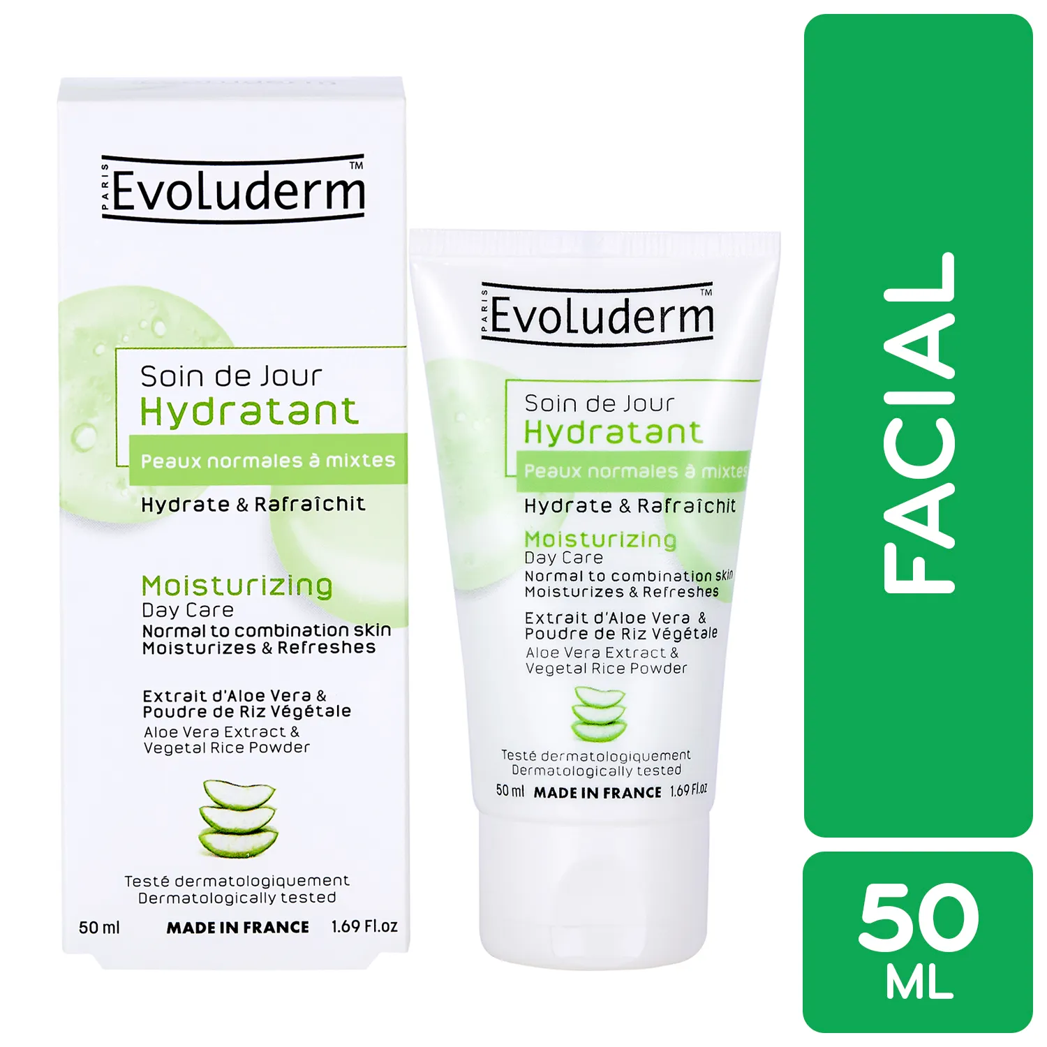 Crema Facial Hidratante Dia Aloe Vera Piel Mixta Evoluderm