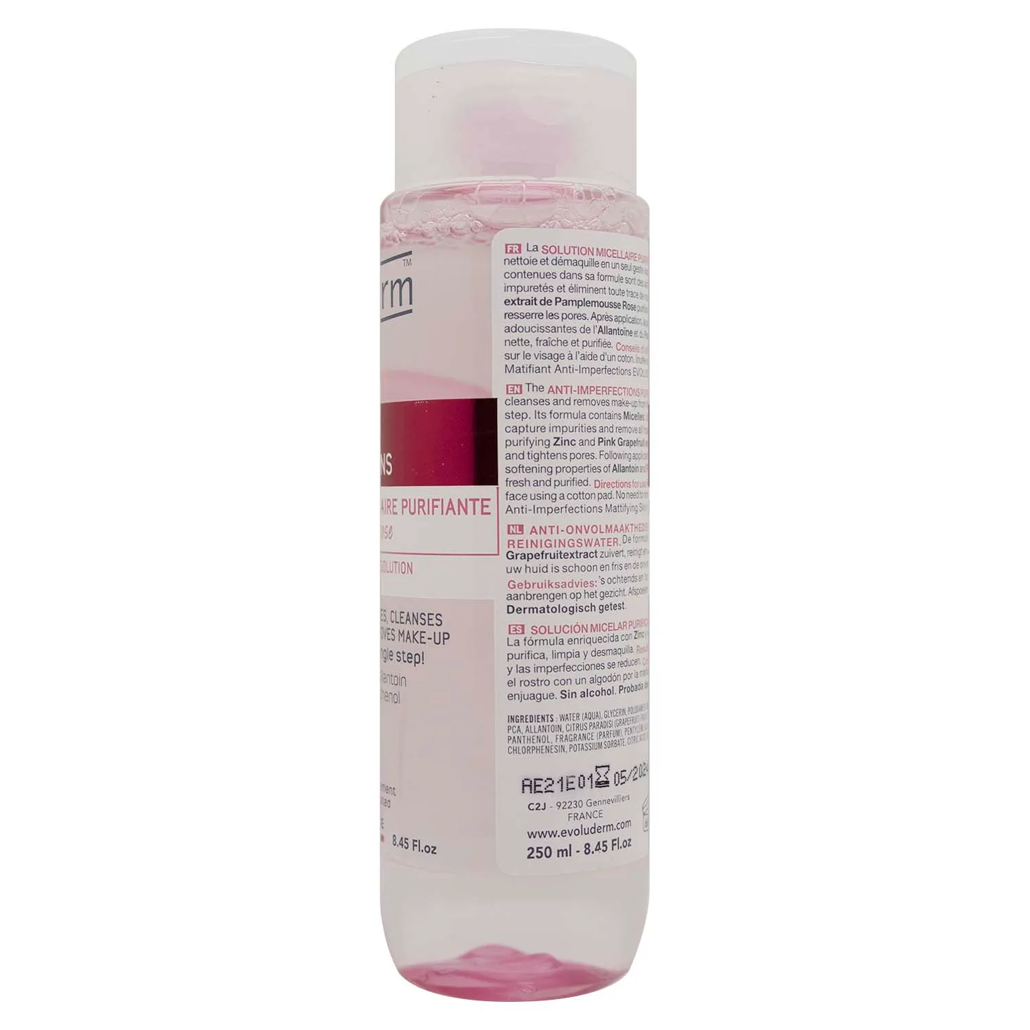 Agua Micelar Anti Imperfecciones Pomelo Rosado Zinc Evoluderm