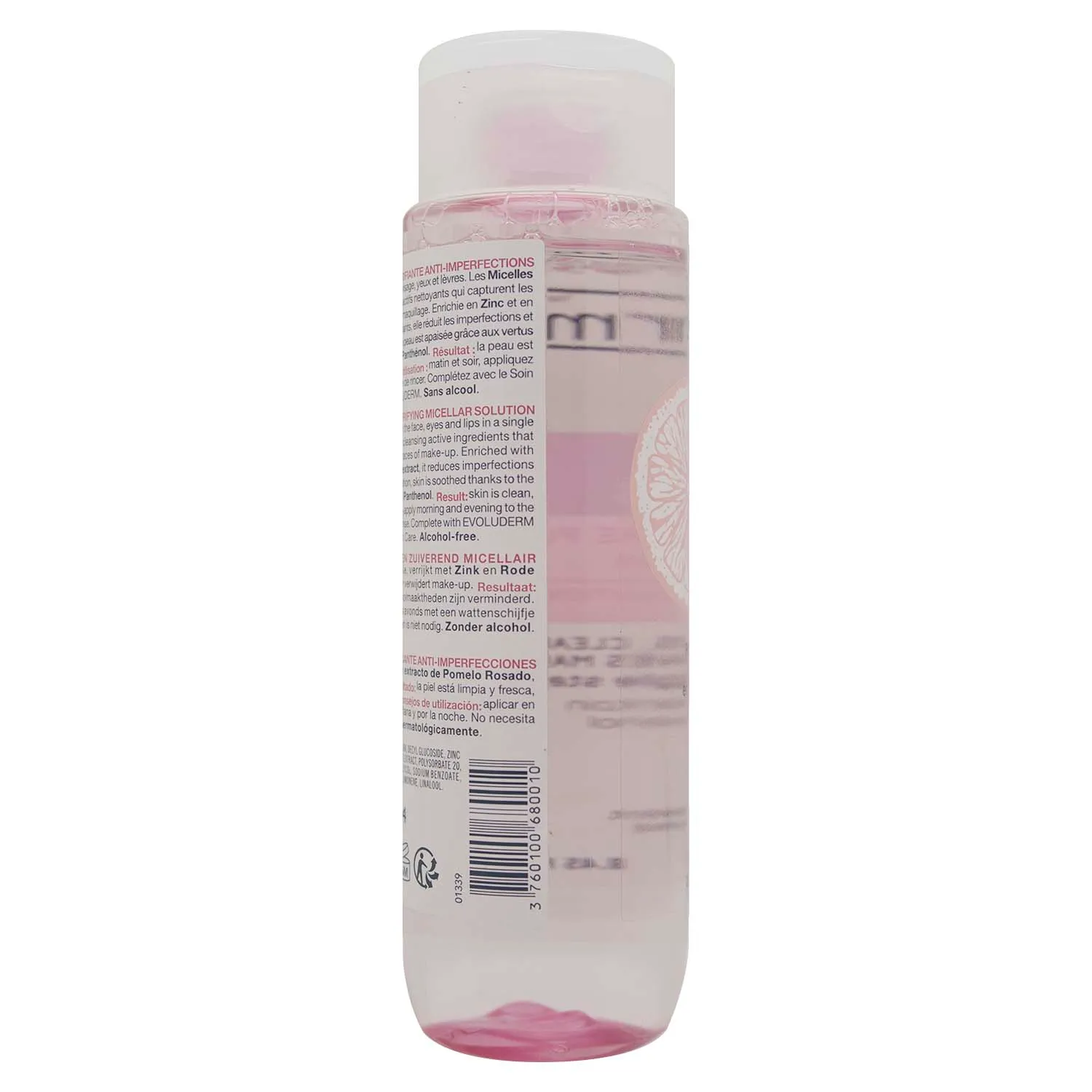 Agua Micelar Anti Imperfecciones Pomelo Rosado Zinc Evoluderm