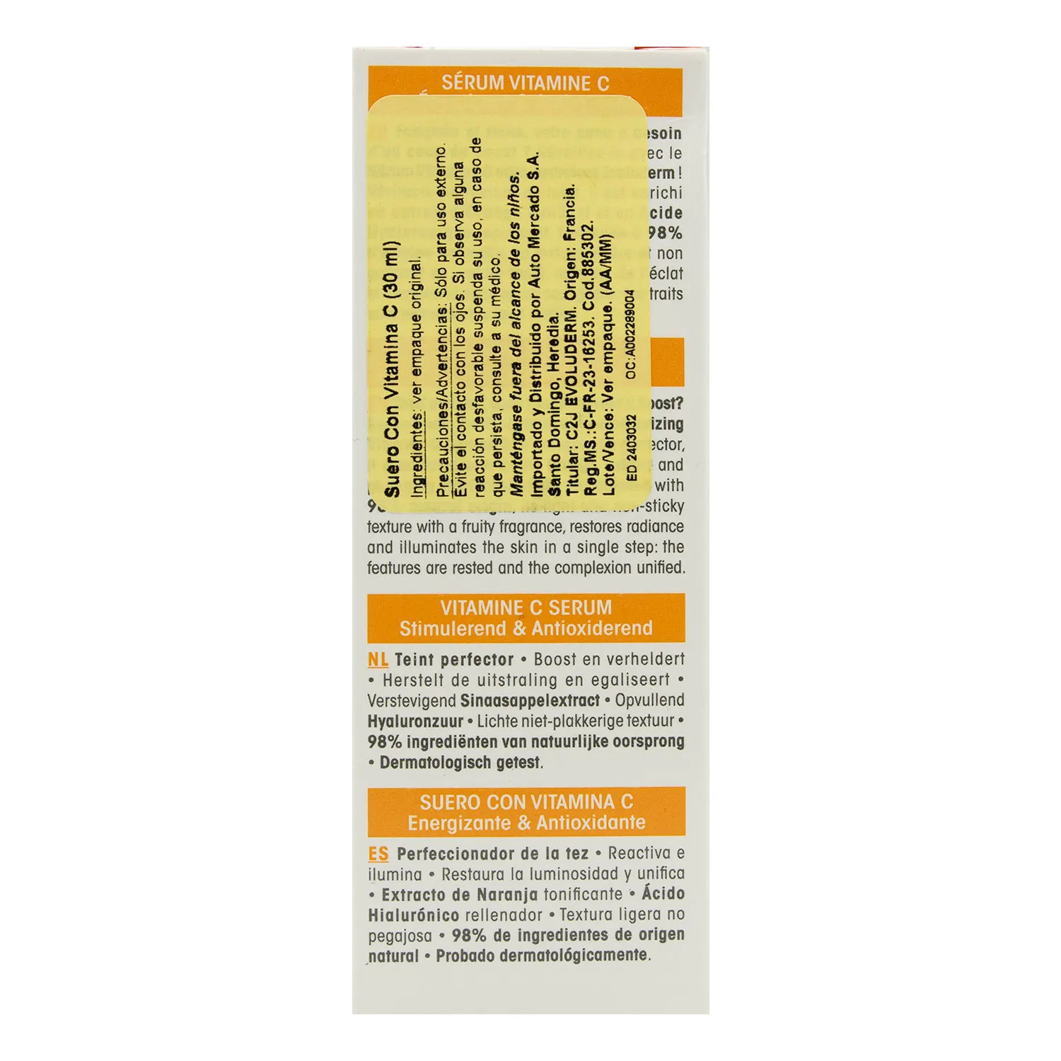 Suero Facial Vitamina C Acido Hialuronico Evoluderm