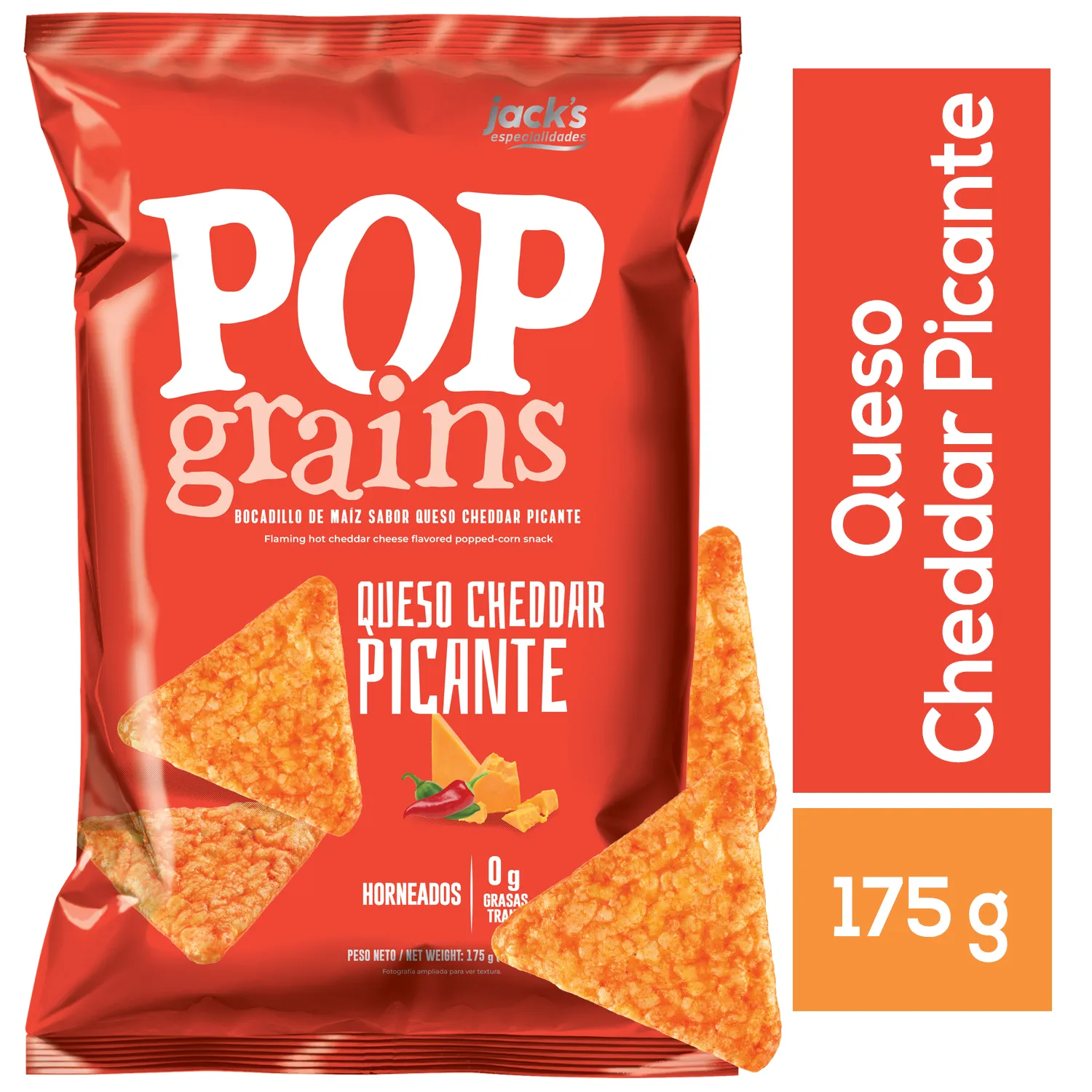 Pop Grains Queso Cheddar Picante  Jacks Bolsa 175 G