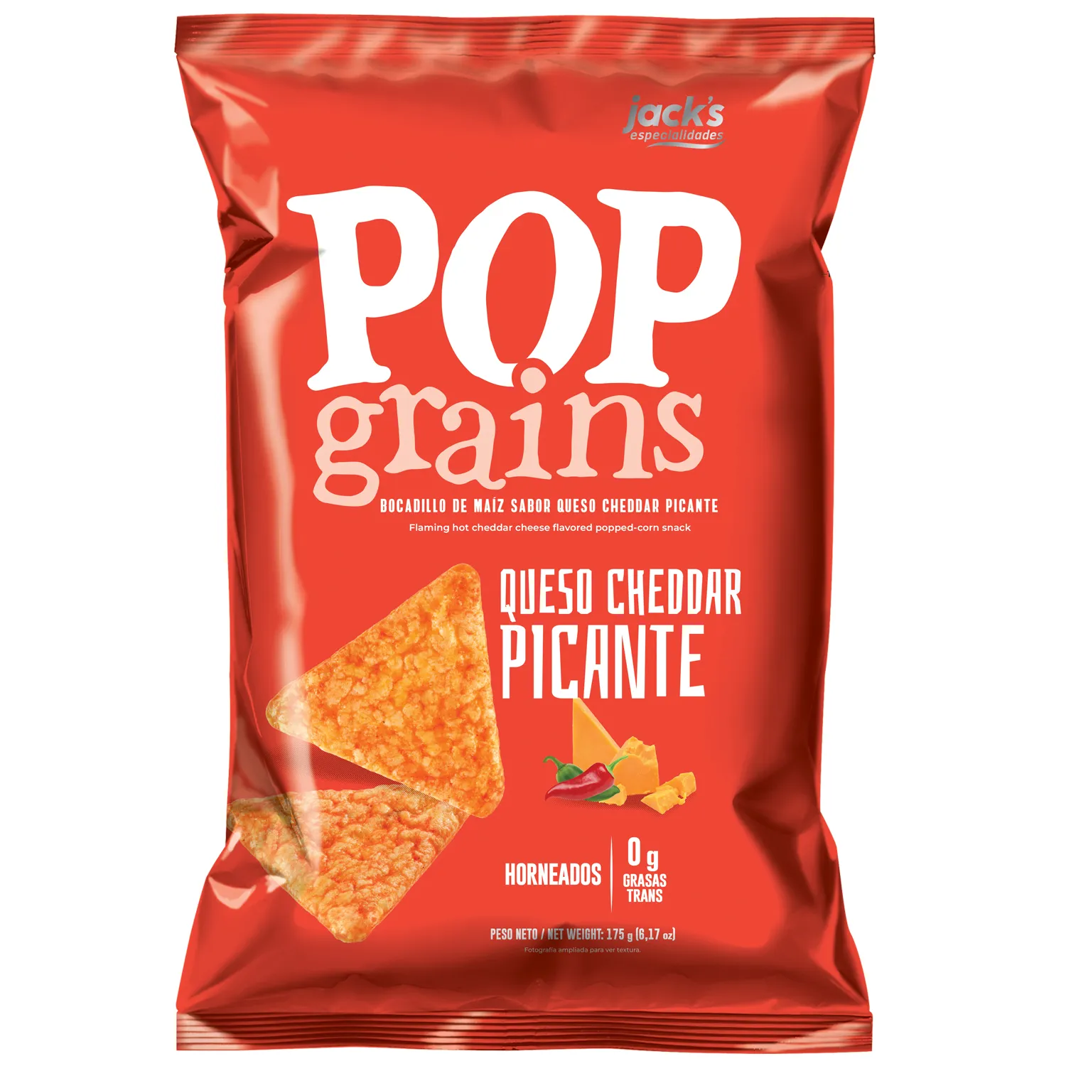 Pop Grains Queso Cheddar Picante  Jacks Bolsa 175 G